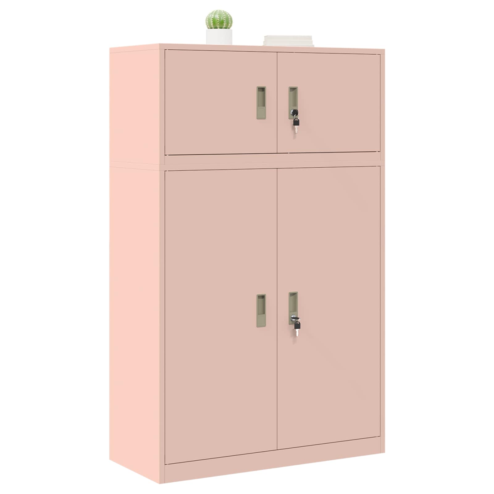 Säilytyskaappi 2 kpl Pinkki 90 x 40 x 145 cm Teräs Lukittava - Image 3