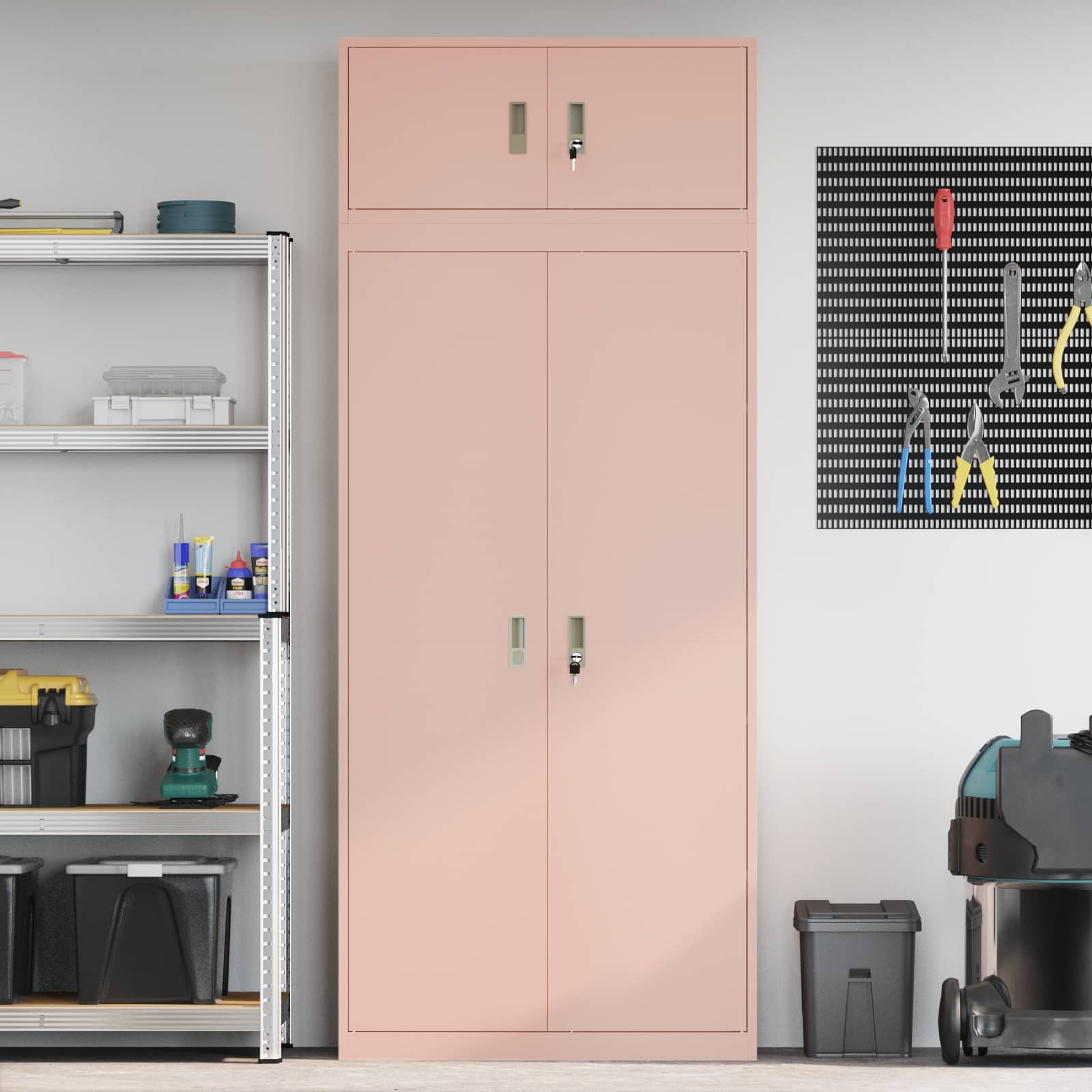 Säilytyskaappi 2 kpl Pinkki 90 x 40 x 220 cm Teräs Lukittava - Image 4