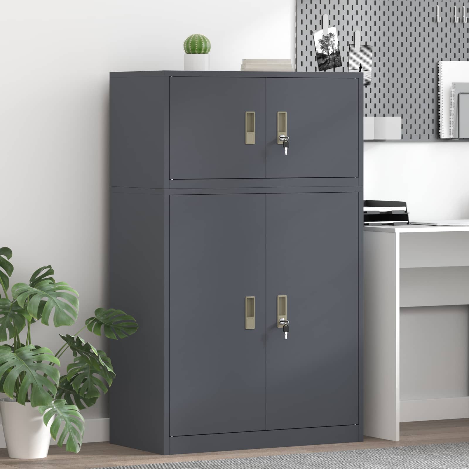 Шкаф за съхранение 2 бр. Антрацит 80 x 40 x 130 см Стомана