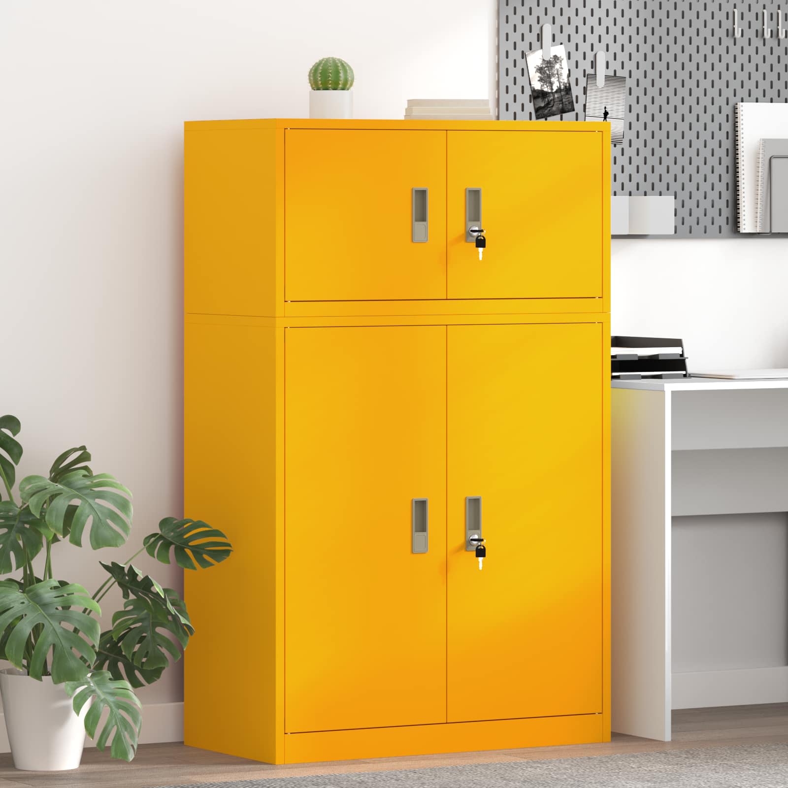 Шкаф за съхранение 2 бр. Горчично жълто 80 x 40 x 130 см
