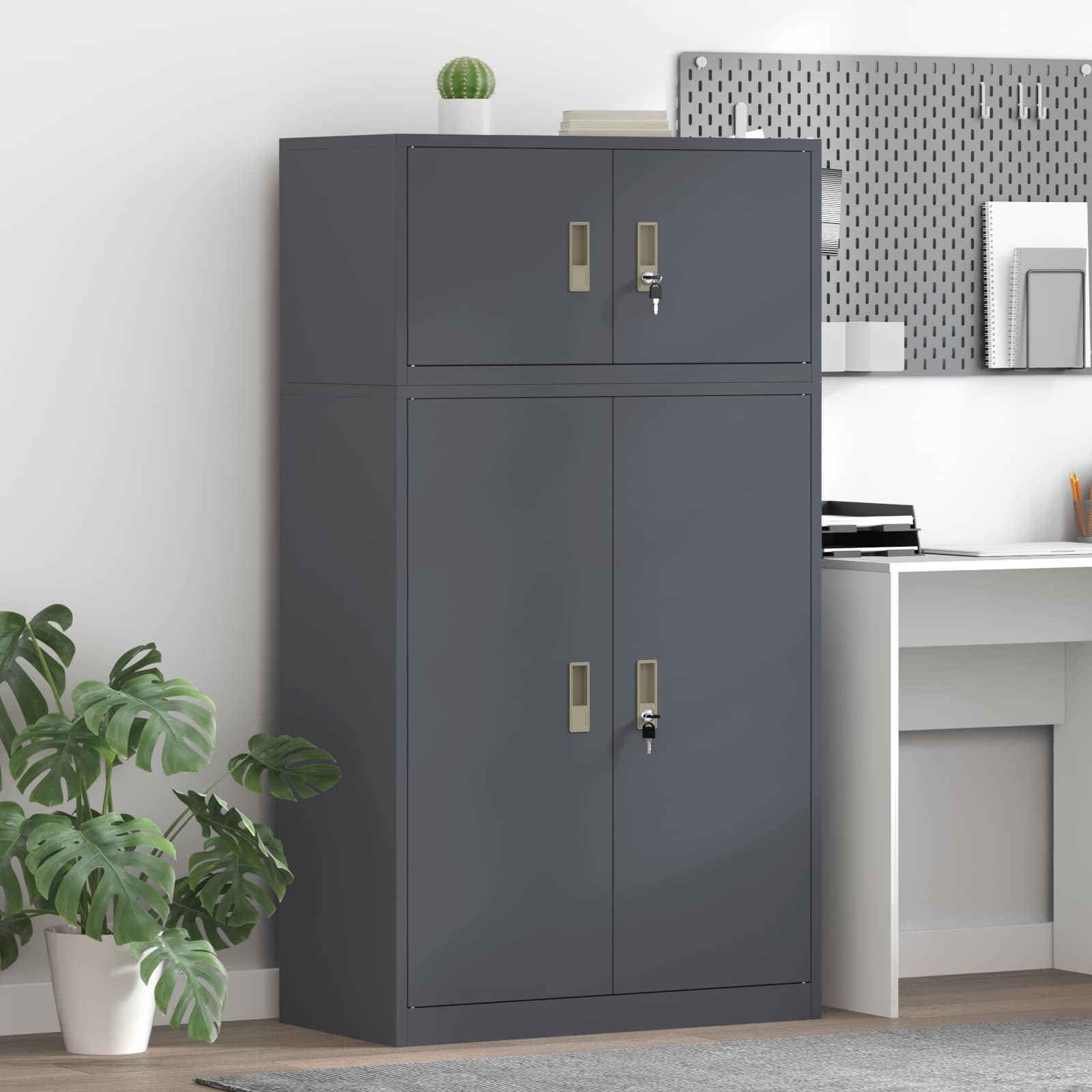 Шкаф за съхранение 2 бр. Антрацит 80 x 40 x 145 см Стомана