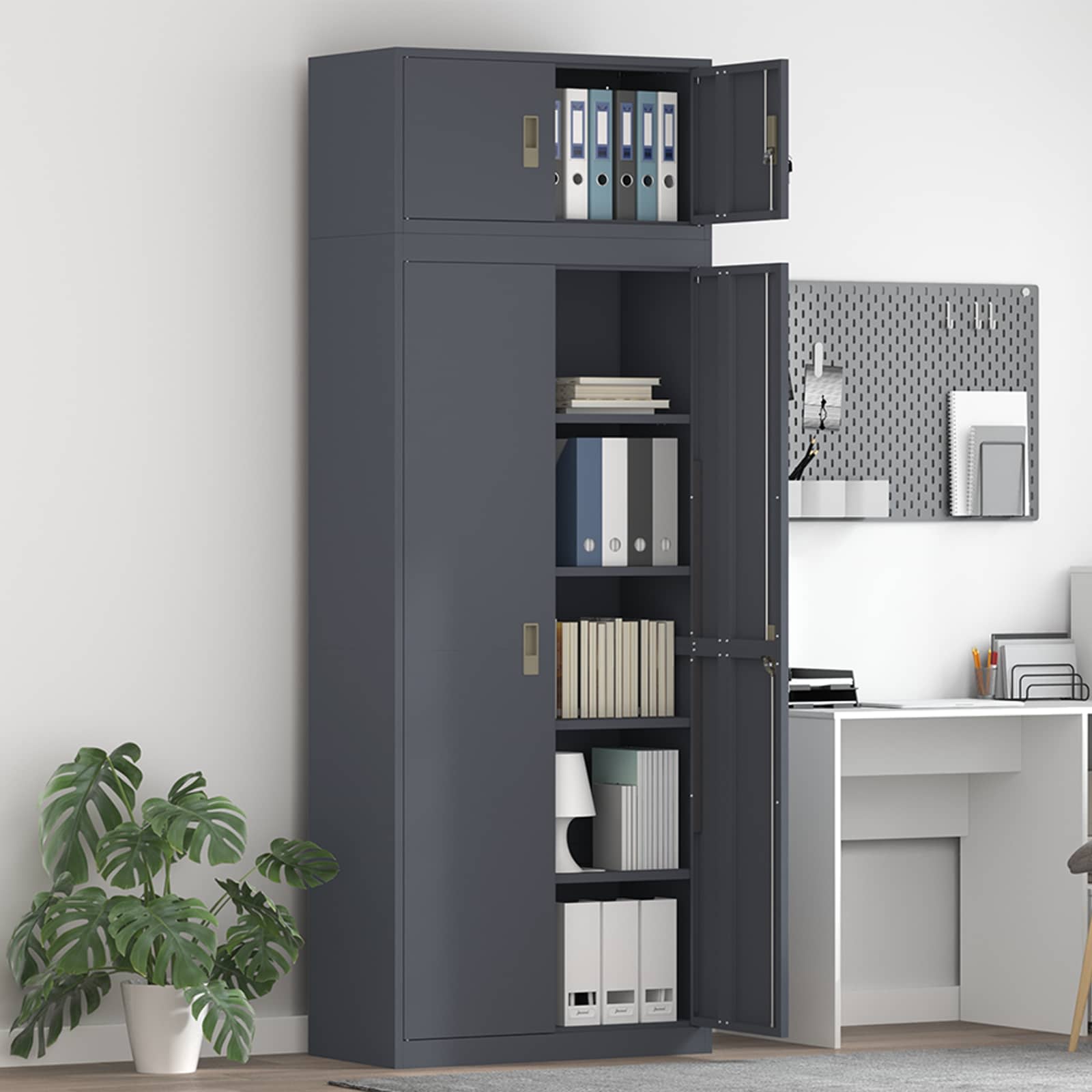 Шкаф за съхранение 2 бр. Антрацит 80 x 40 x 220 см Стомана