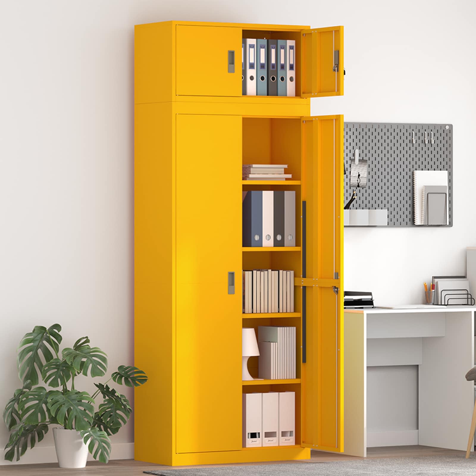 Шкаф за съхранение 2 бр. Горчично жълто 80 x 40 x 220 см