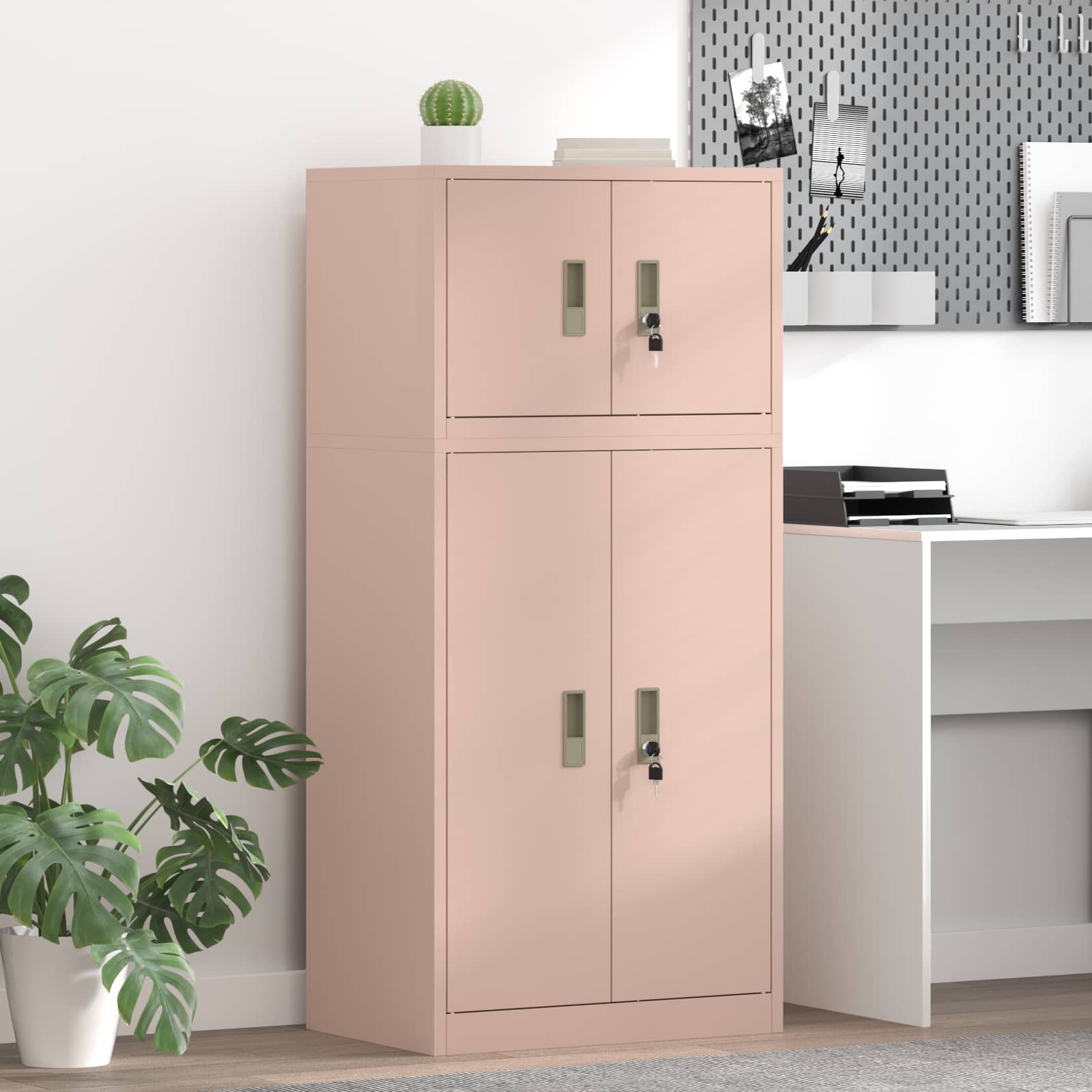 Säilytyskaappi 2 kpl Pinkki 60 x 40 x 130 cm Teräs Lukittava