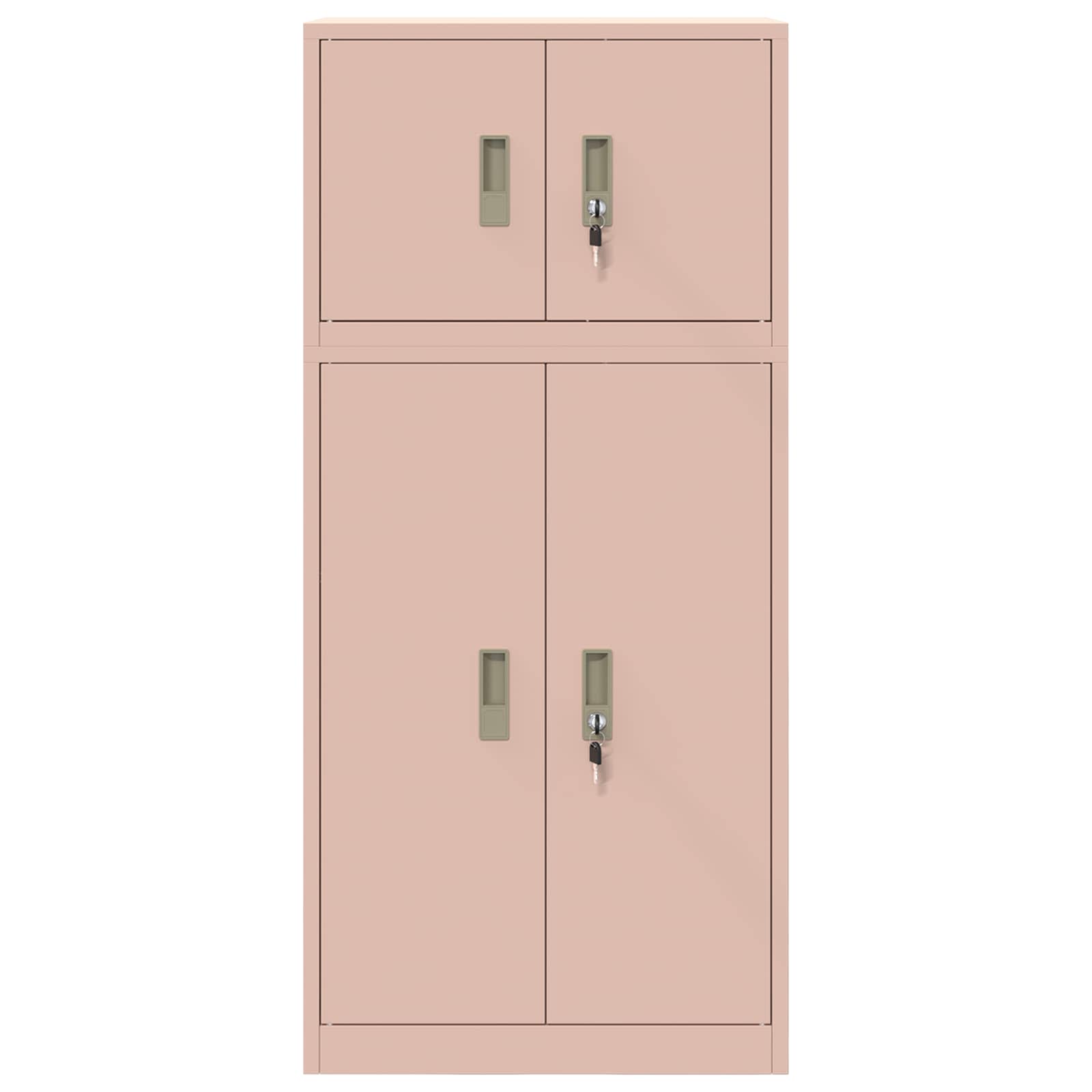 Säilytyskaappi 2 kpl Pinkki 60 x 40 x 130 cm Teräs Lukittava - Image 8