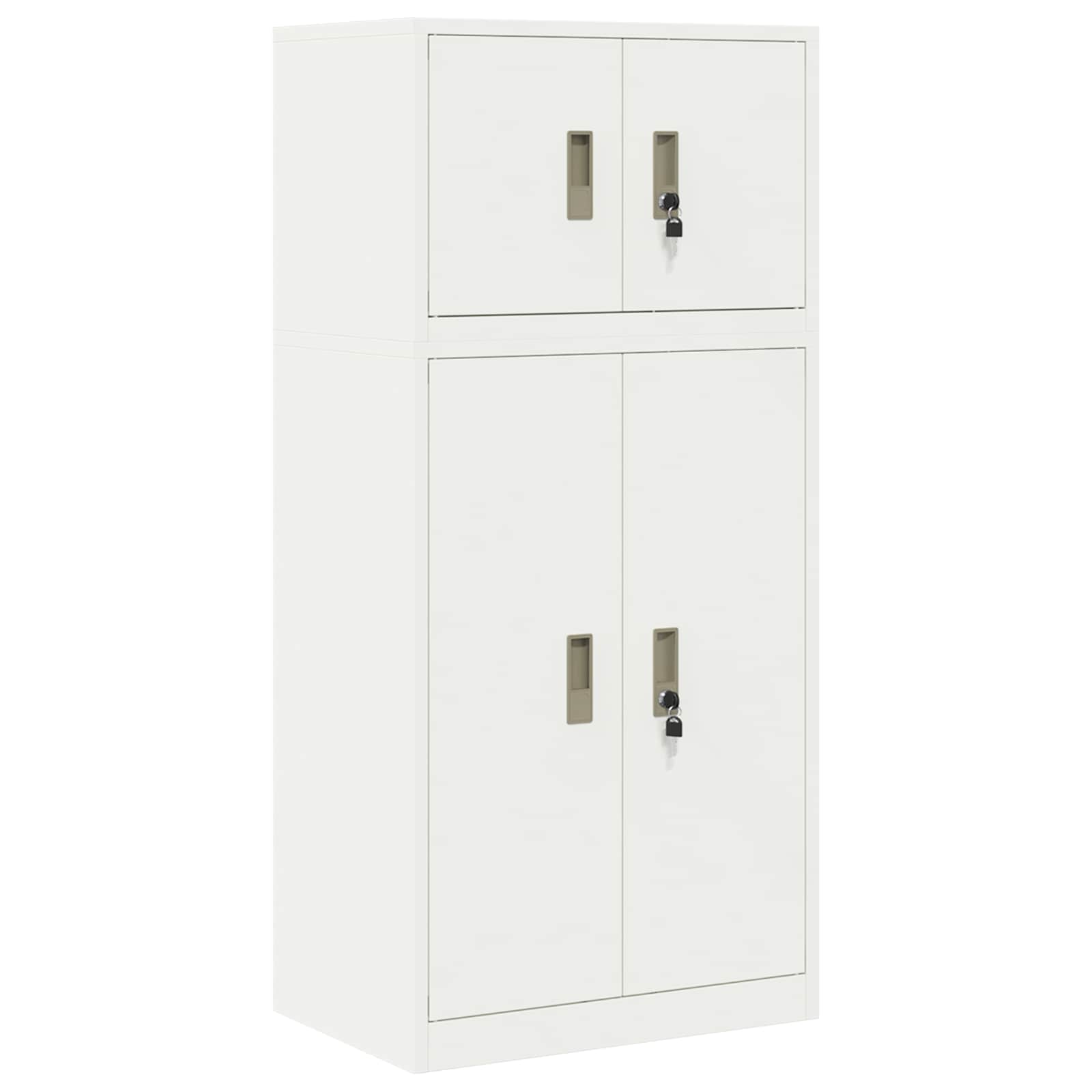 Ντουλάπι αποθήκευσης 2 τμχ. Λευκός 60 x 40 x 130 εκ Ατσάλι - Image 2