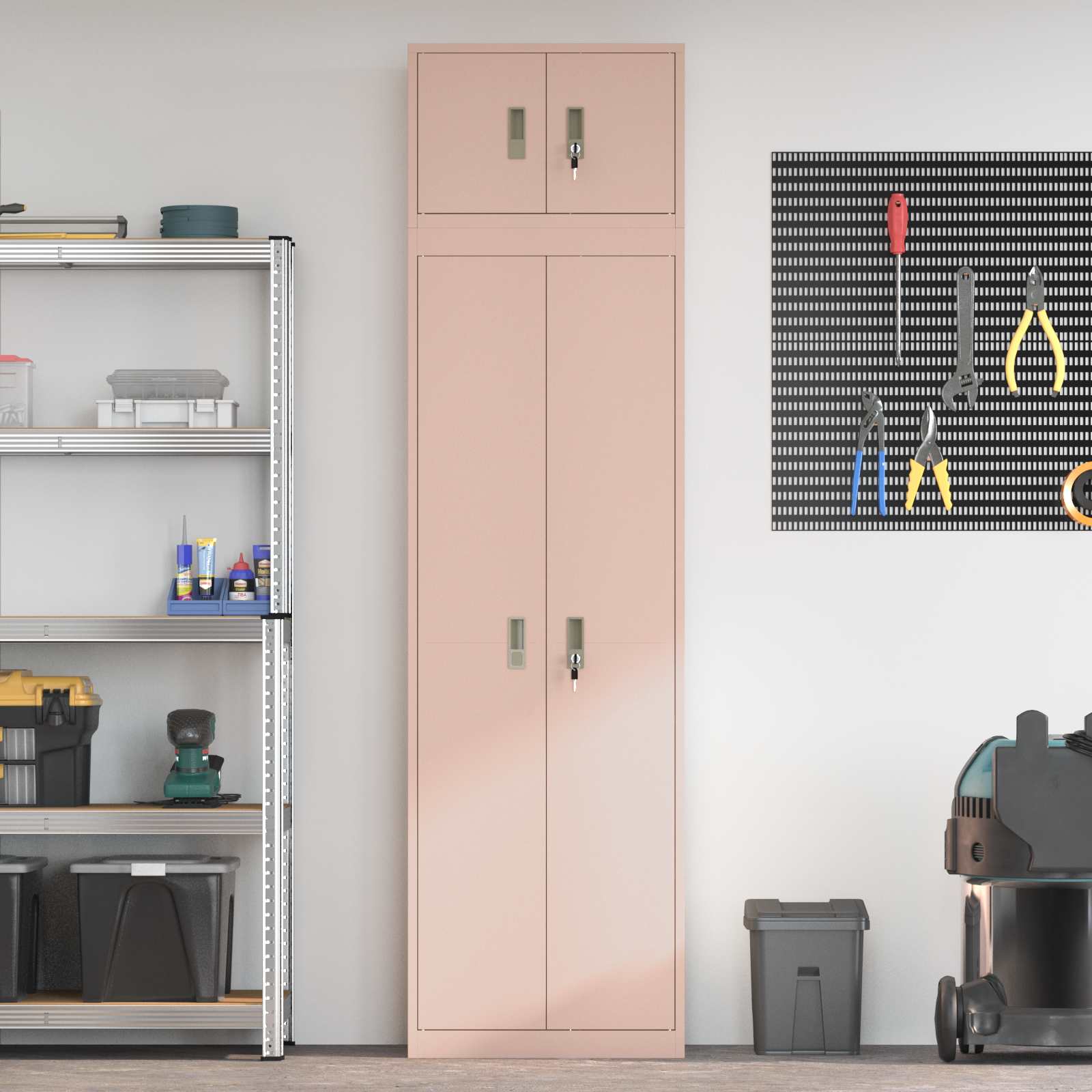 Säilytyskaappi 2 kpl Pinkki 60 x 40 x 220 cm Teräs Lukittava - Image 4