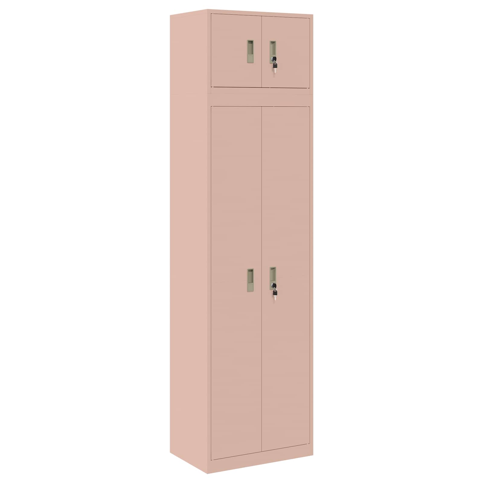 Säilytyskaappi 2 kpl Pinkki 60 x 40 x 220 cm Teräs Lukittava - Image 2