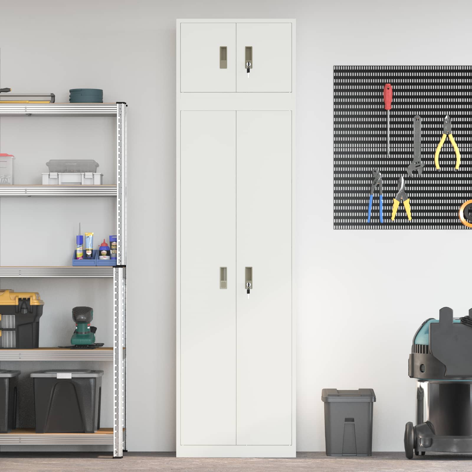 Opbergkast 2 st Wit 60 x 40 x 220 cm Staal Vergrendelbaar | luizaXL | Dé meubelwinkel voor elk interieur Opbergkast 2 st Wit 60 x 40 x 220 cm Staal Vergrendelbaar - Afbeelding 4