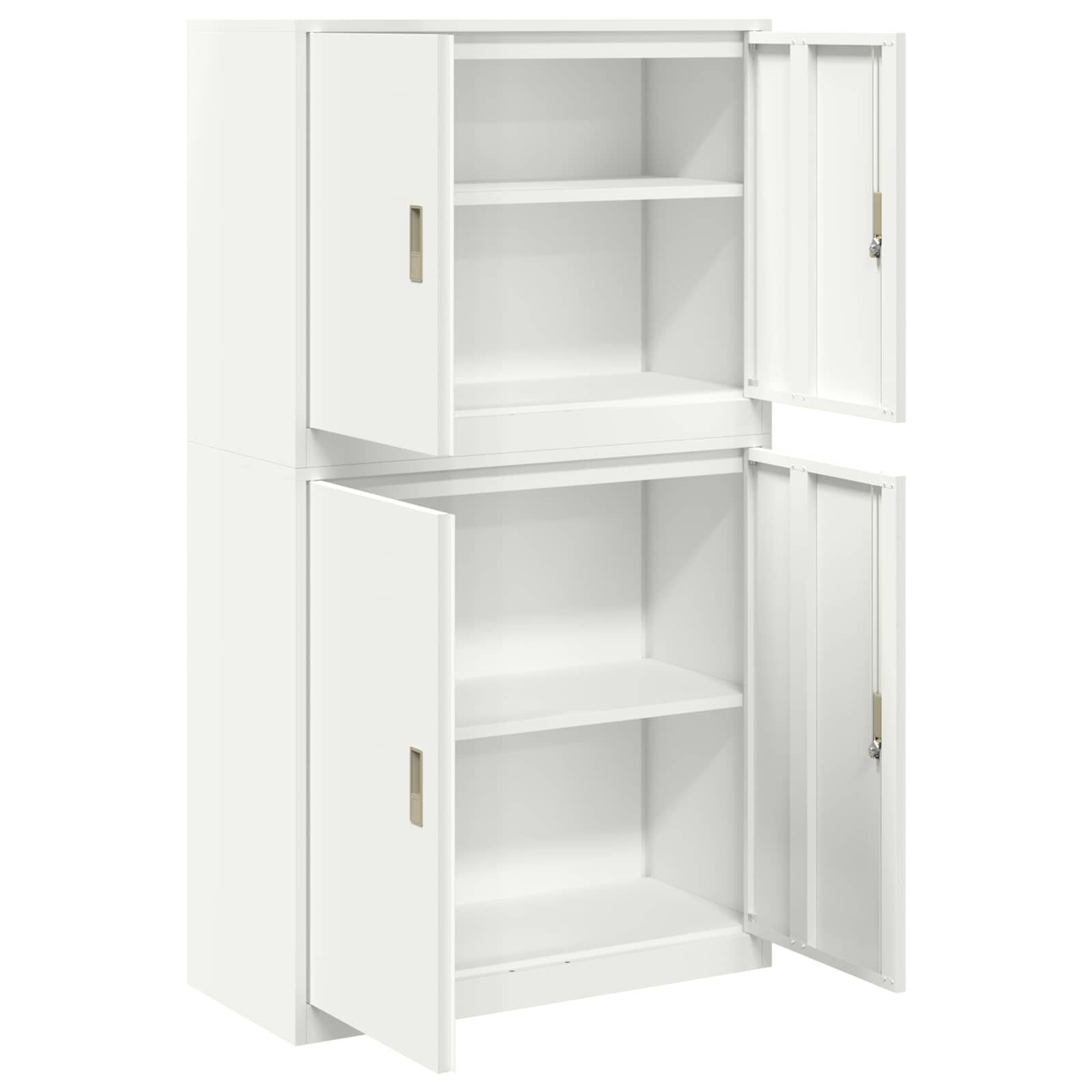 Säilytyskaappi 2 kpl valkoinen 90 x 40 x 160 cm Teräs Lukittava - Image 7