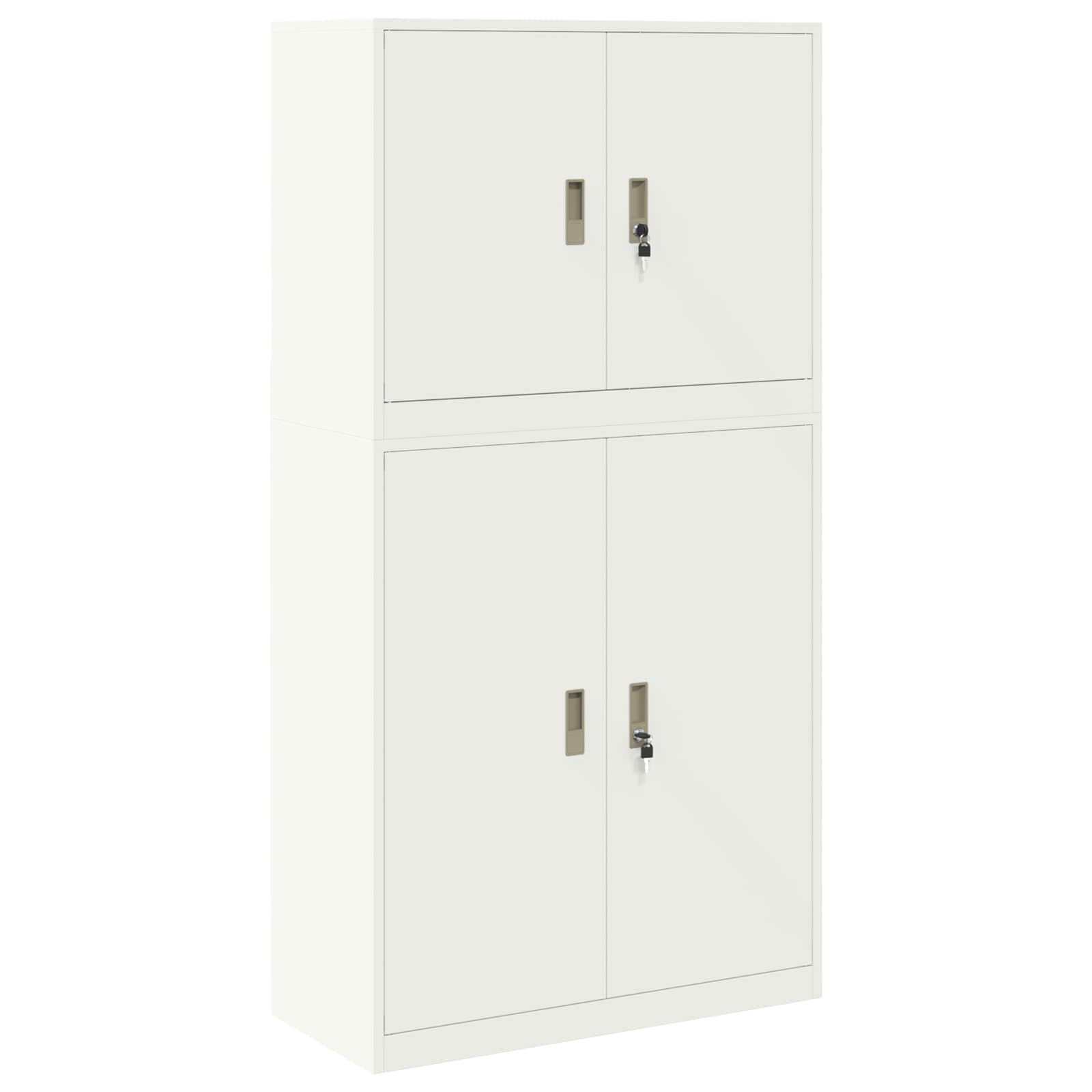 Säilytyskaappi 2 kpl valkoinen 90 x 40 x 175 cm Teräs Lukittava - Image 2