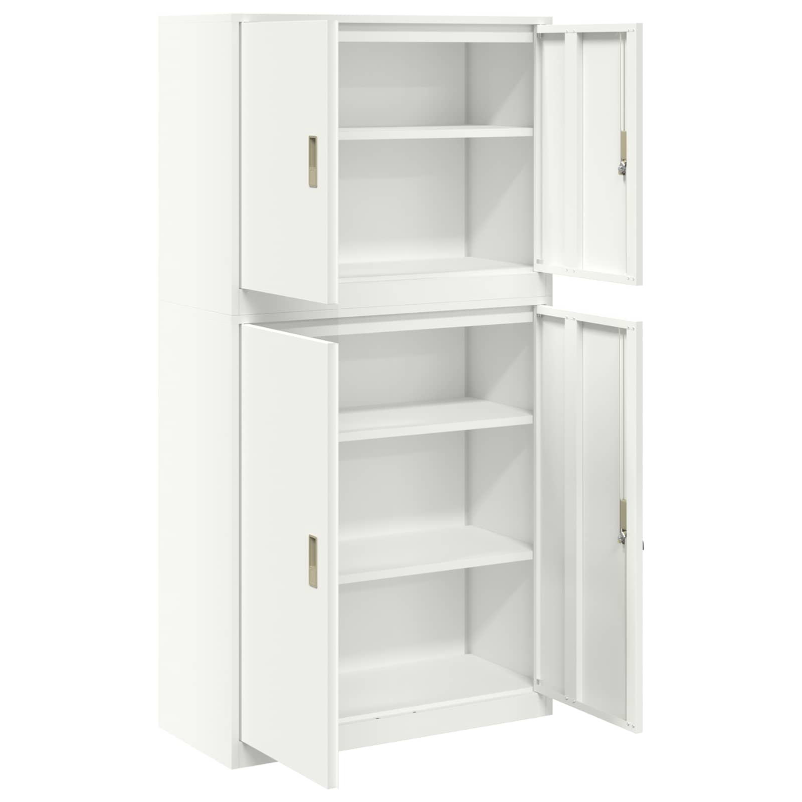 Säilytyskaappi 2 kpl valkoinen 90 x 40 x 175 cm Teräs Lukittava - Image 7