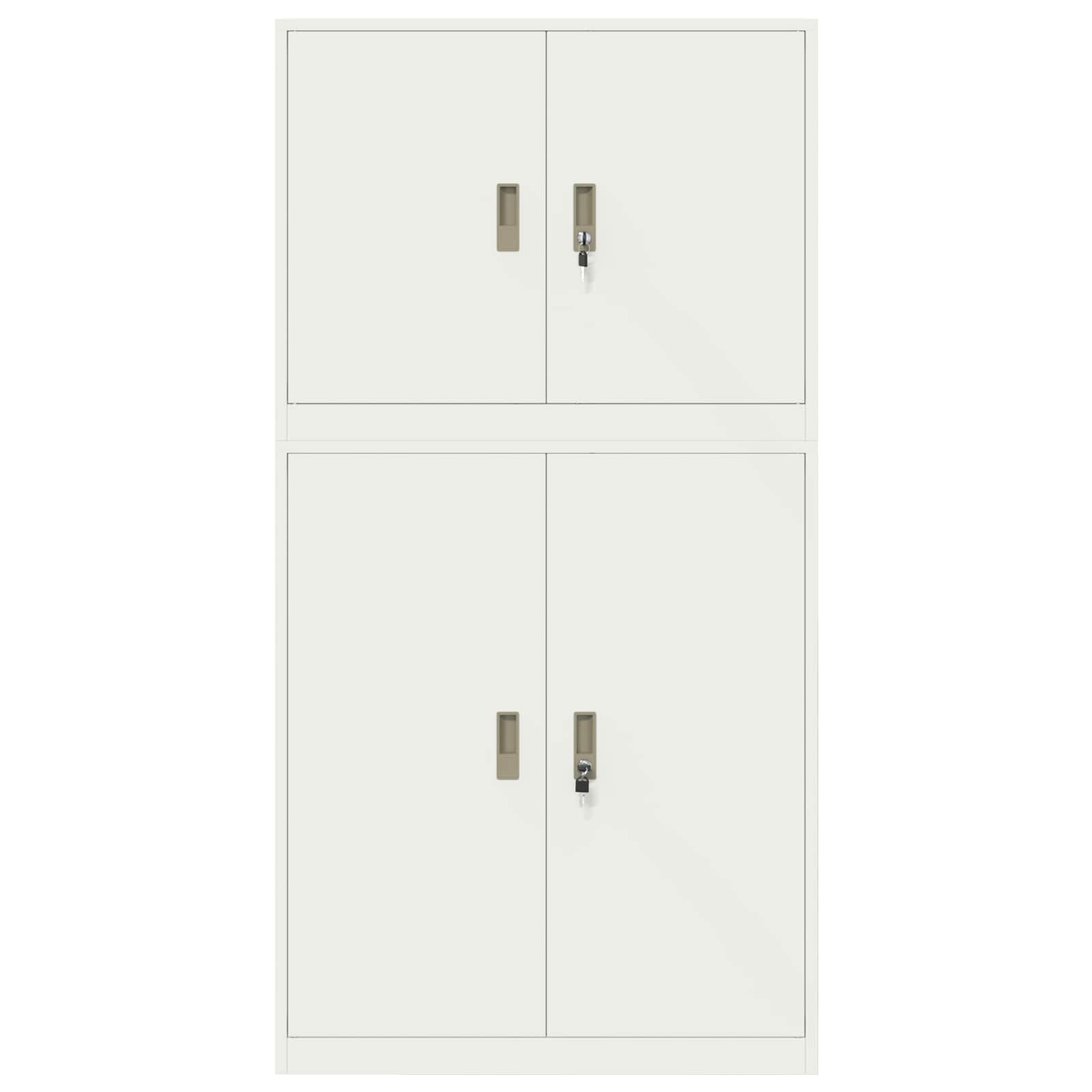 Säilytyskaappi 2 kpl valkoinen 90 x 40 x 175 cm Teräs Lukittava - Image 8