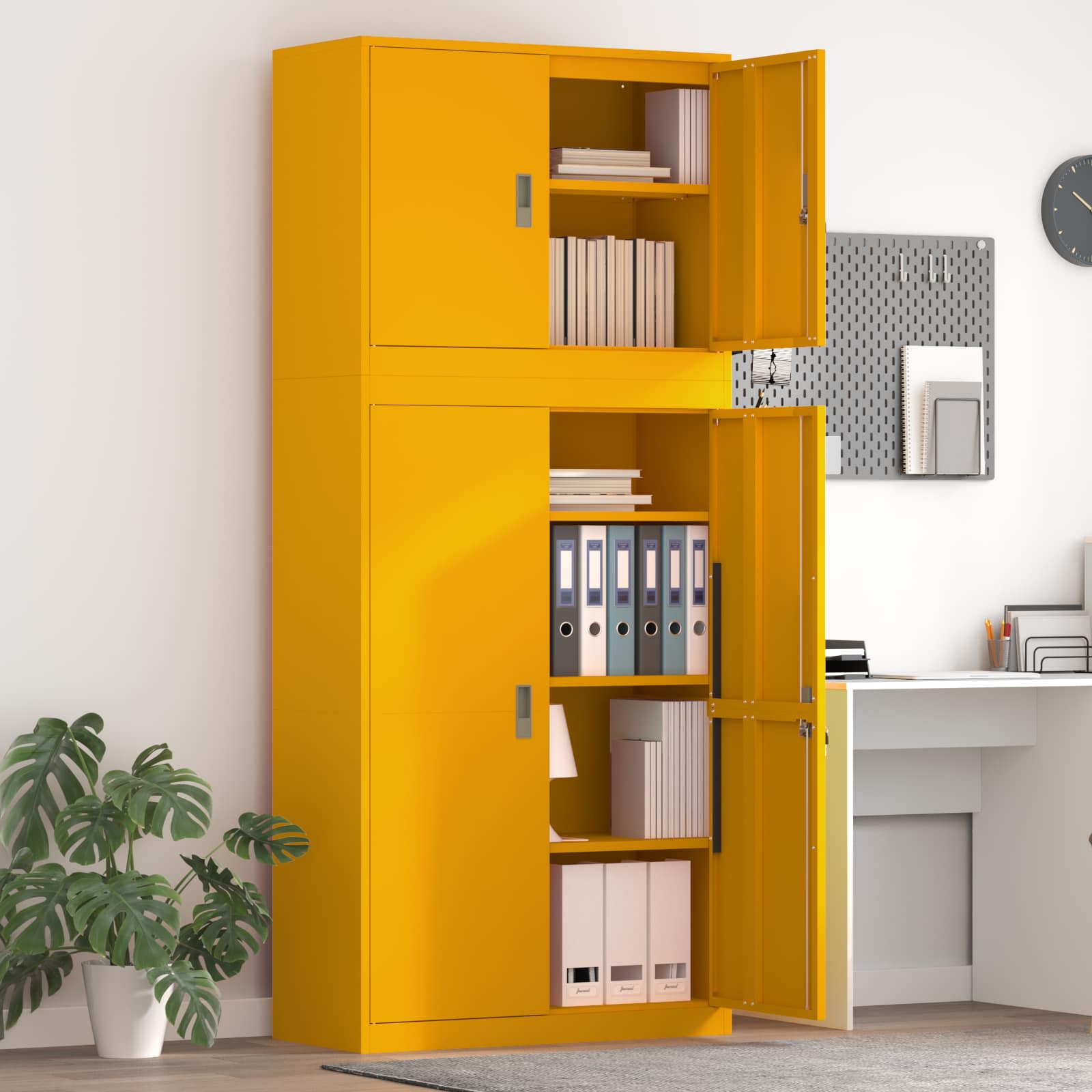 Шкаф за съхранение 2 бр. Горчично жълто 90 x 40 x 210 см