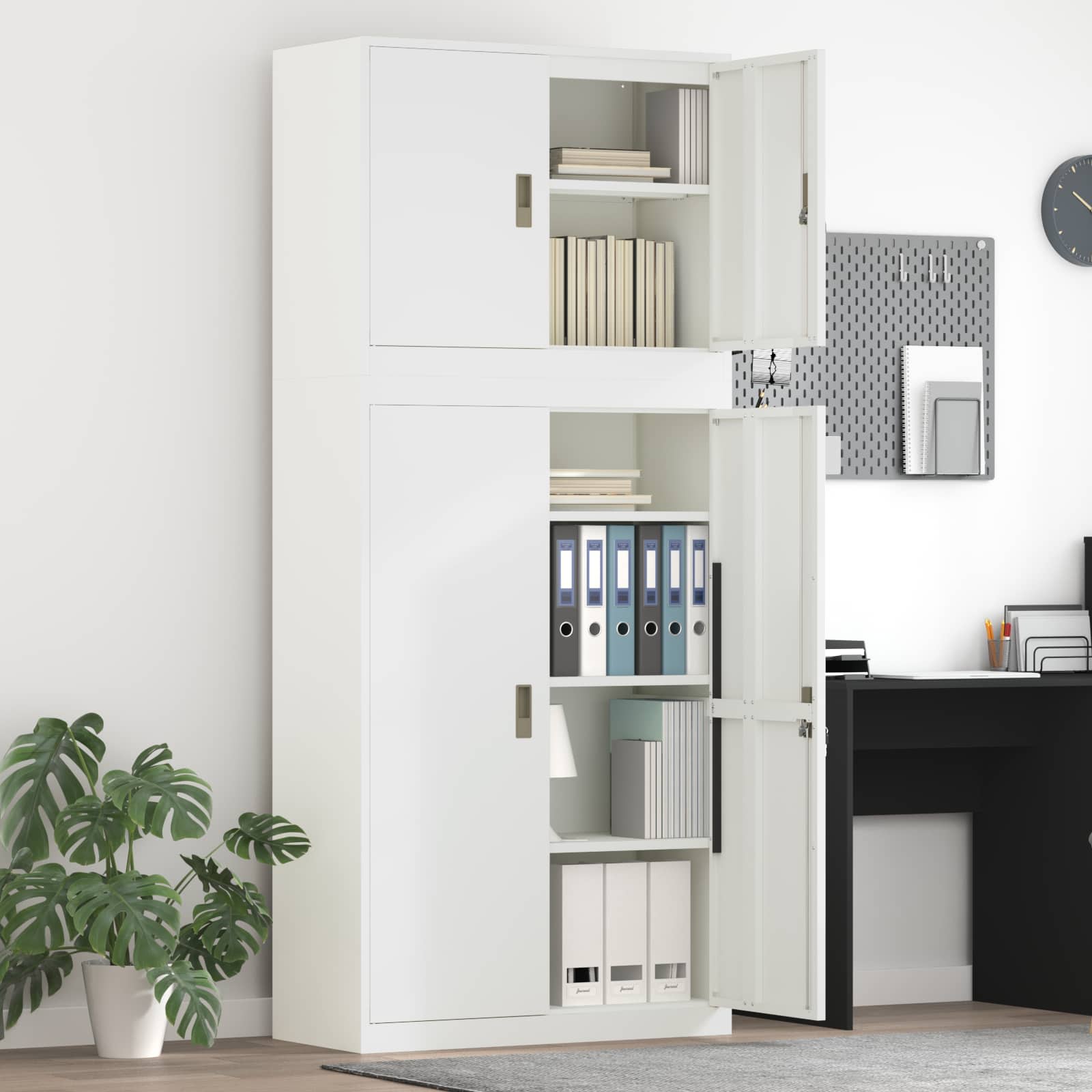 Säilytyskaappi 2 kpl valkoinen 90 x 40 x 210 cm Teräs Lukittava