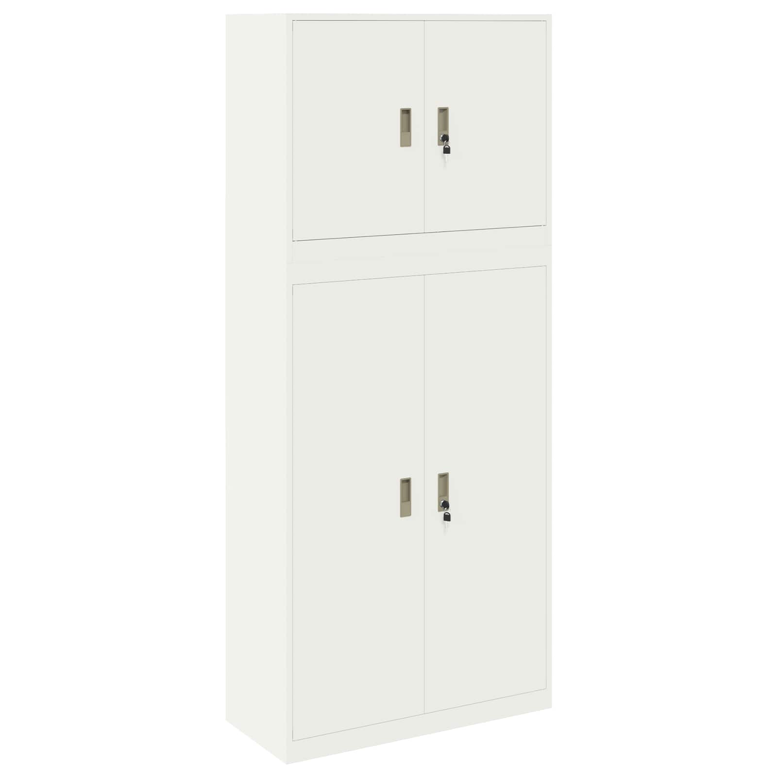 Säilytyskaappi 2 kpl valkoinen 90 x 40 x 210 cm Teräs Lukittava - Image 2