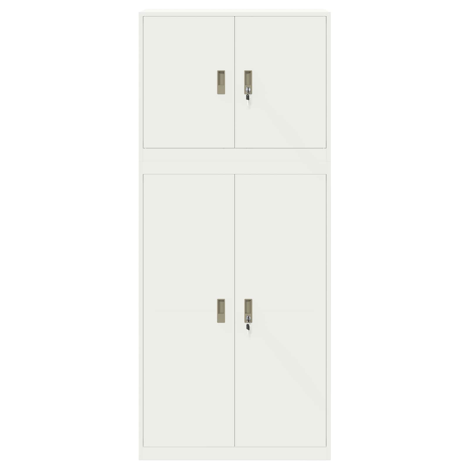 Säilytyskaappi 2 kpl valkoinen 90 x 40 x 210 cm Teräs Lukittava - Image 8