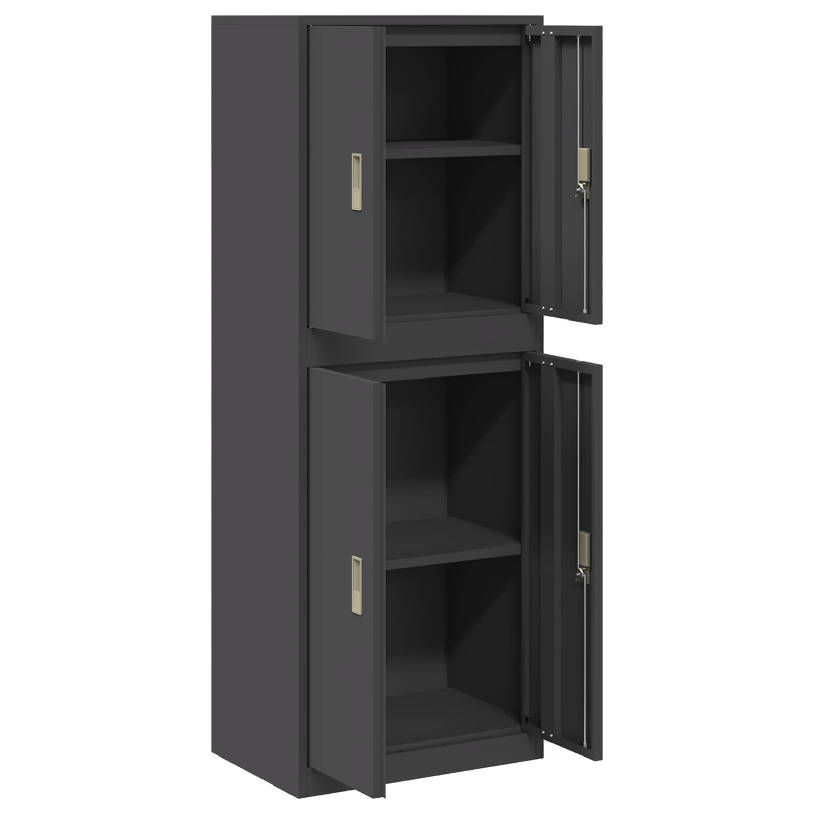 Ντουλάπι αποθήκευσης 2 τμχ. Μαύρο 60 x 40 x 160 εκ Ατσάλι - Image 5