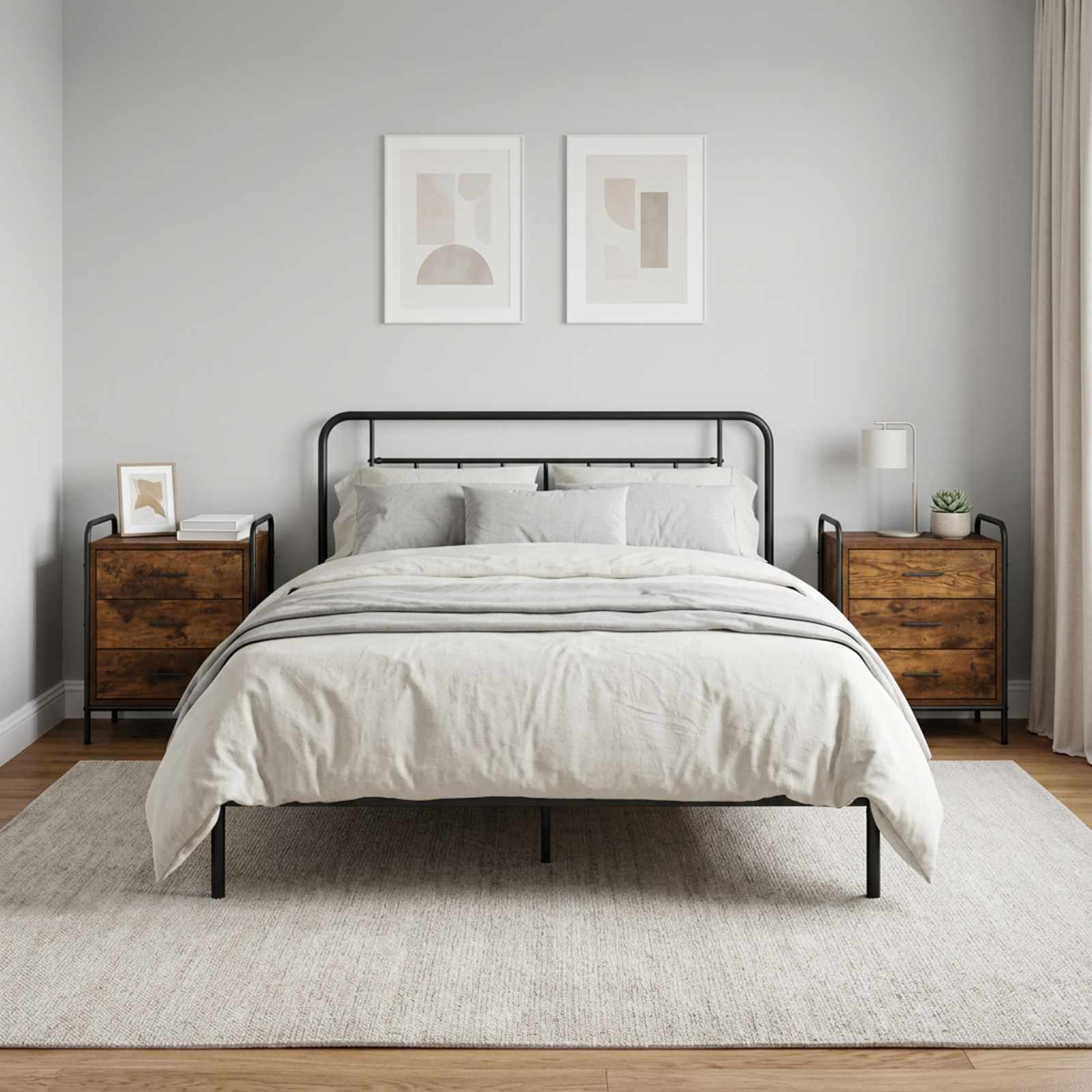 vidaXL Natskab 2 stk. Røget eg 48 x 36,5 x 60 cm Konstrueret træ