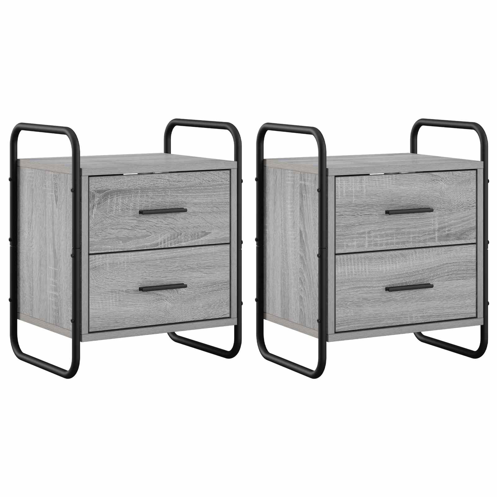 Viseca nočna omarica 2 kos Siva Sonoma 40 x 30 x 50 cm