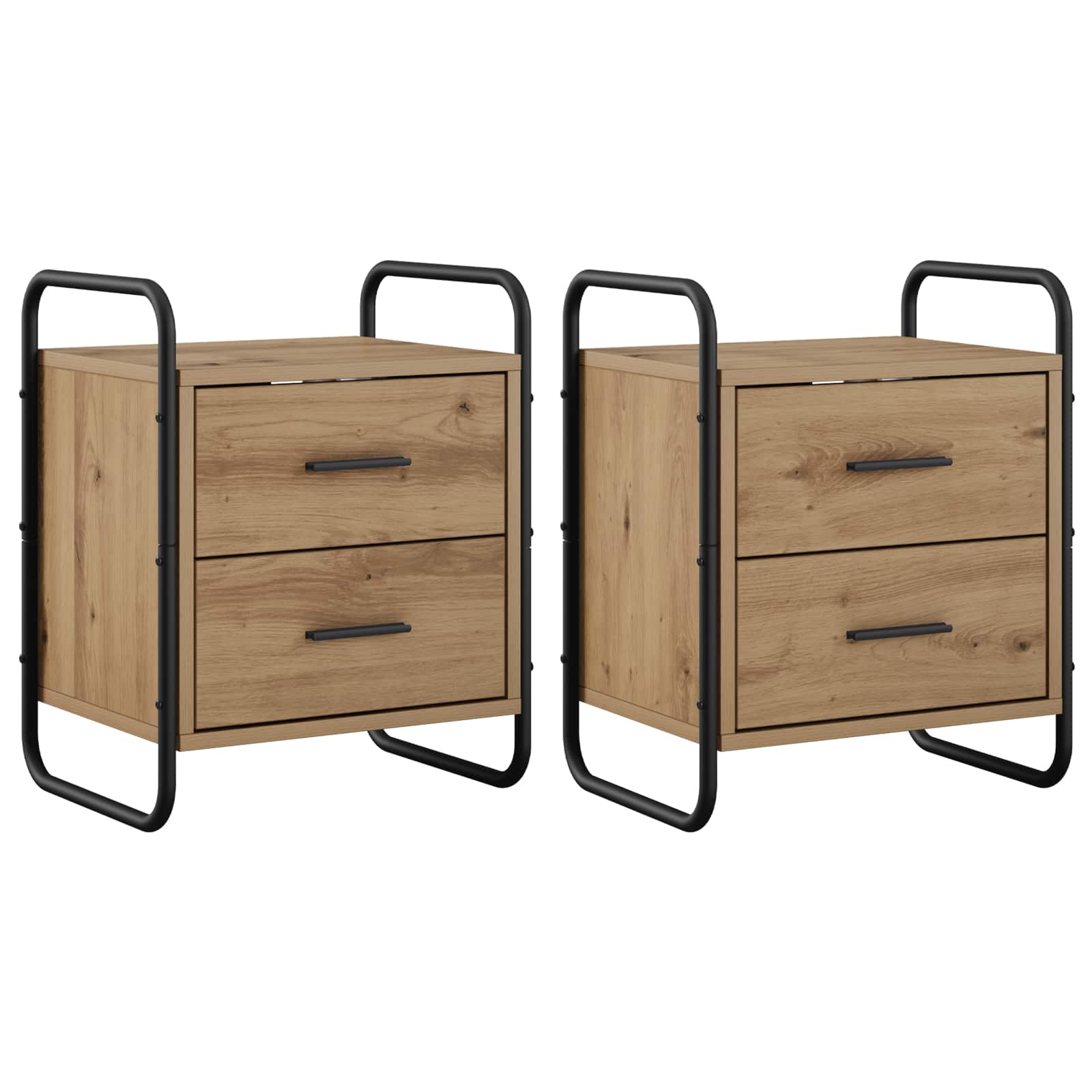 Viseca nočna omarica 2 kos Artisan hrast 40 x 30 x 50 cm