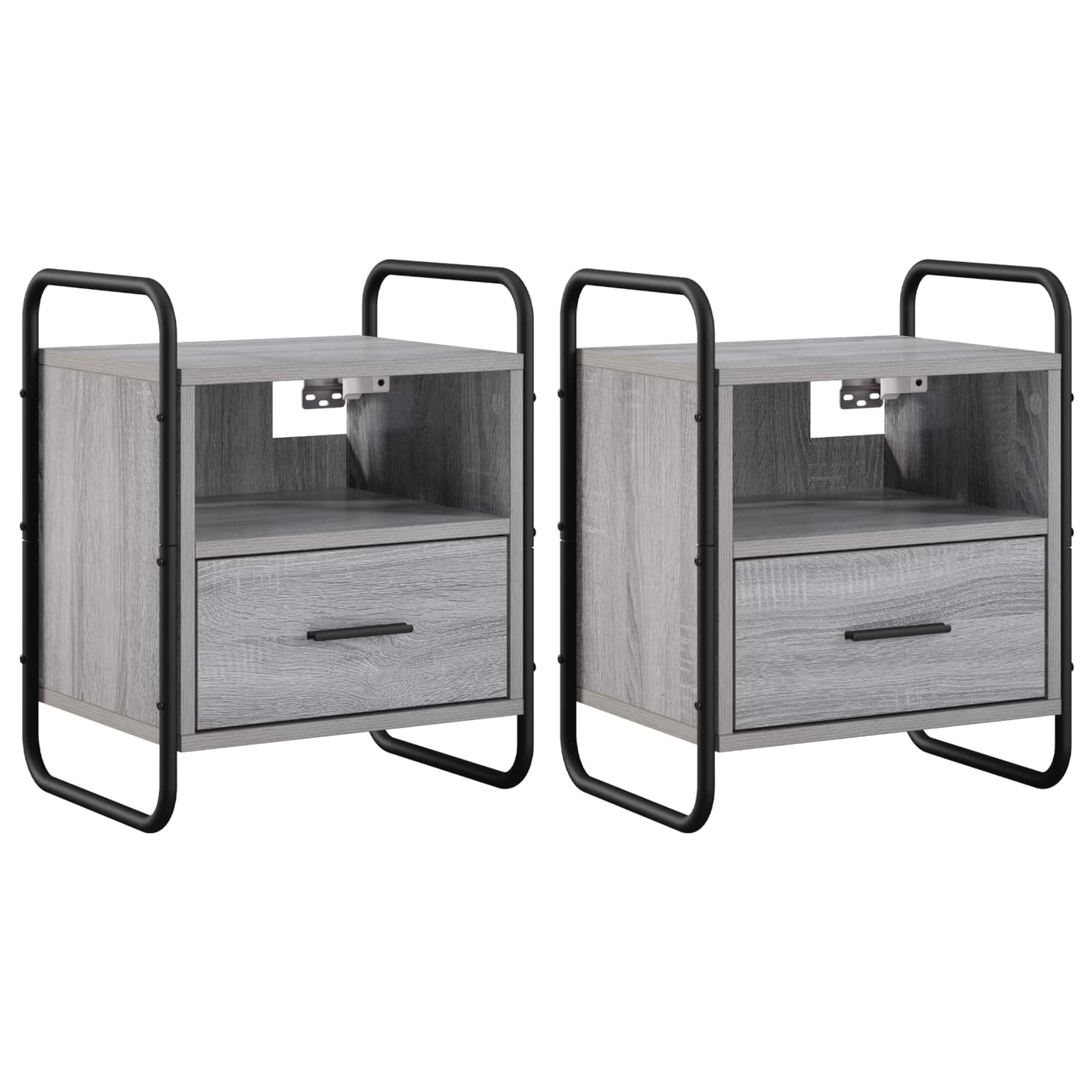 Viseca nočna omarica 2 kos Siva Sonoma 40 x 30 x 50 cm