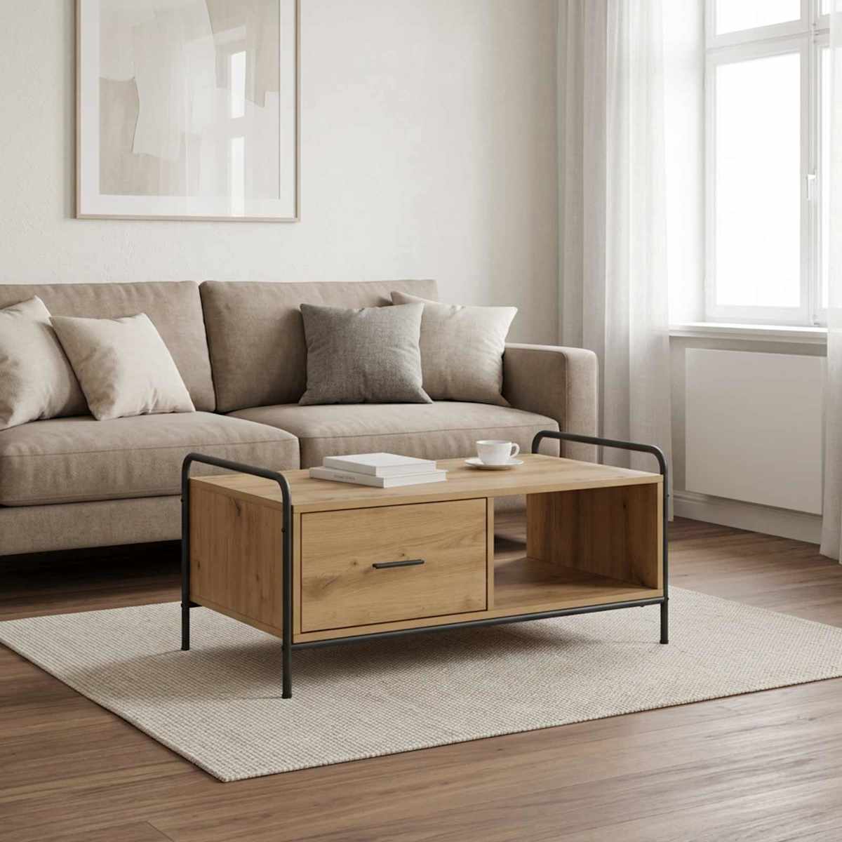 Sofabord 90 x 49 x 41 cm Konstrueret træ