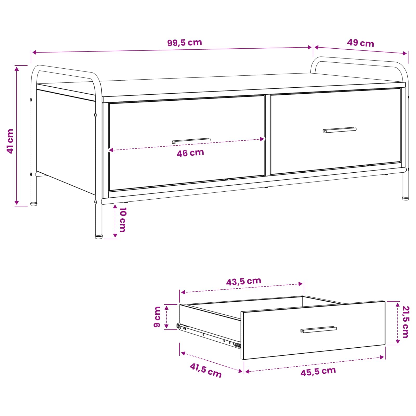 Klubska miza Sonoma hrast 99,5 x 49 x 41 cm Inženirski les
