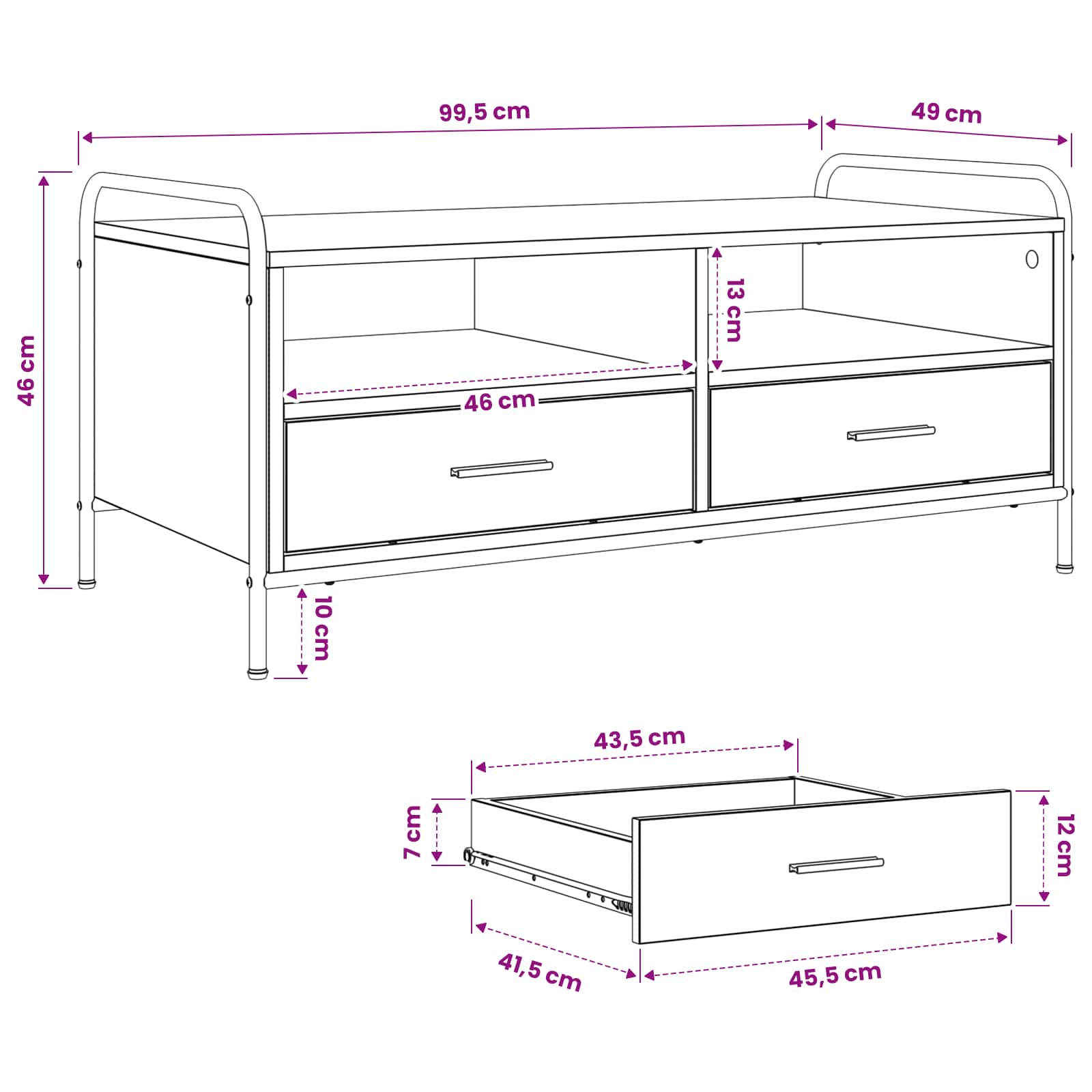 Klubska miza Star les 99,5 x 49 x 46 cm Inženirski les