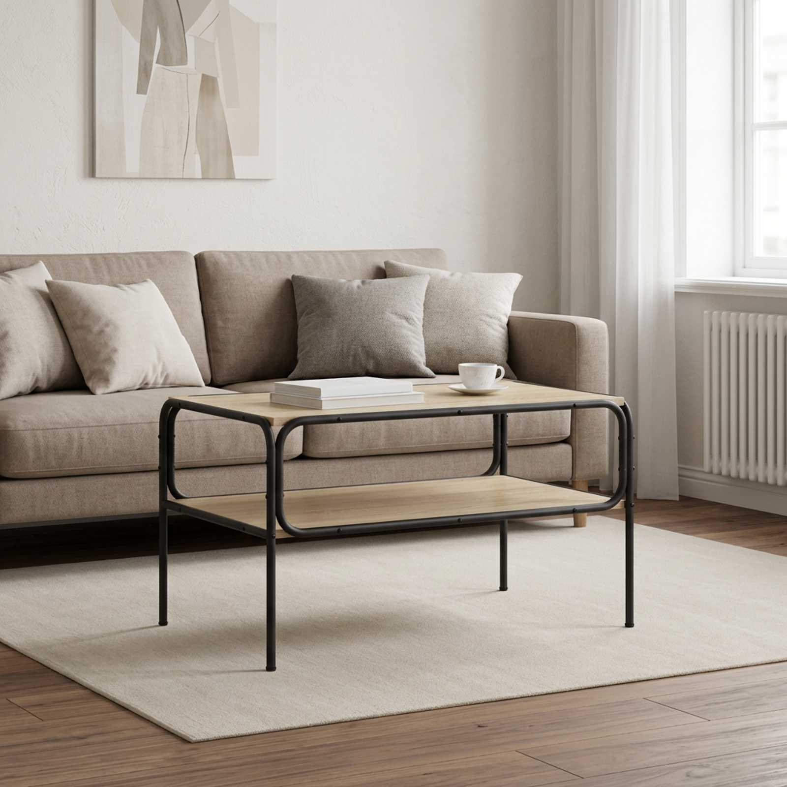 vidaXL Sidetabell Sonoma eik 100 x 50 x 46 cm Konstruert tre