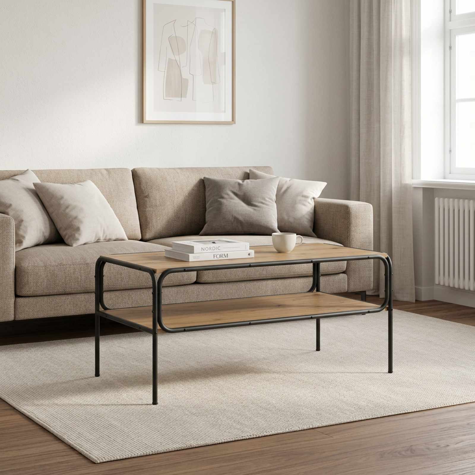 vidaXL Sidetabell Artisan eik 100 x 50 x 46 cm Konstruert tre