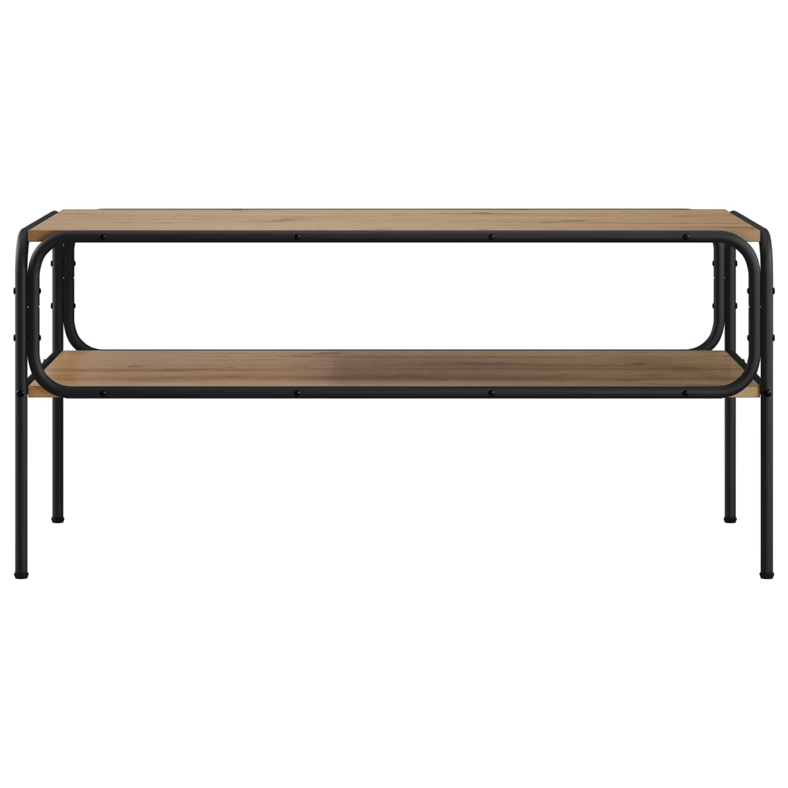 vidaXL - Bijzettafel - Artisanaal - eiken - 100 - x - 50 - x - 46 - cm - Bewerkt - hout