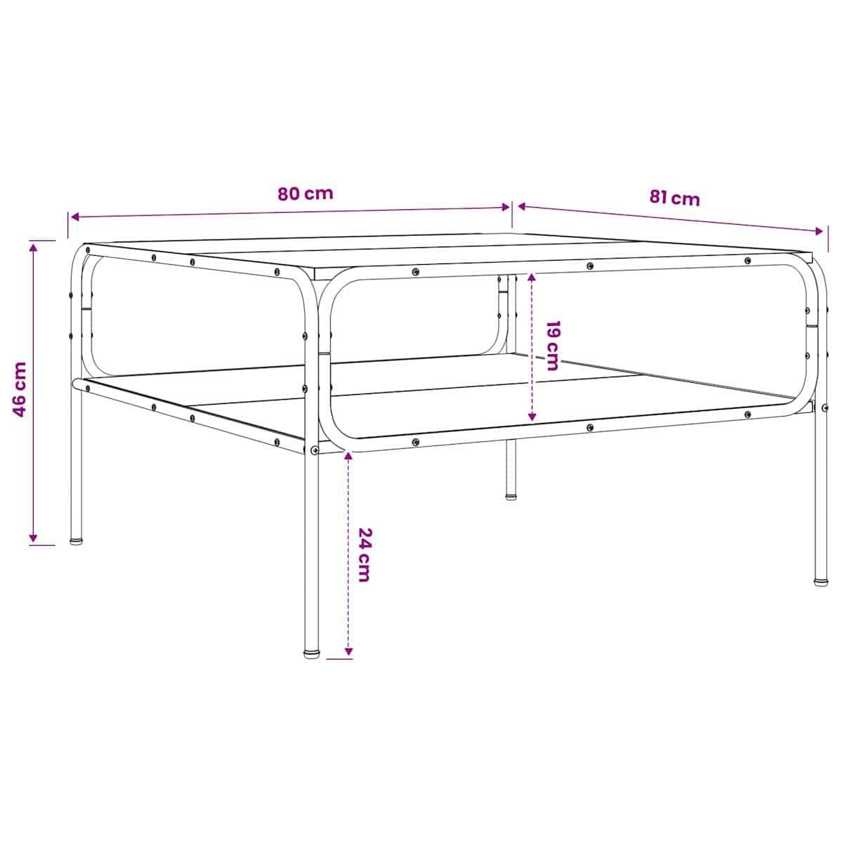 Sidebord 100 x 50 x 46 cm Konstrueret træ - Billede 6