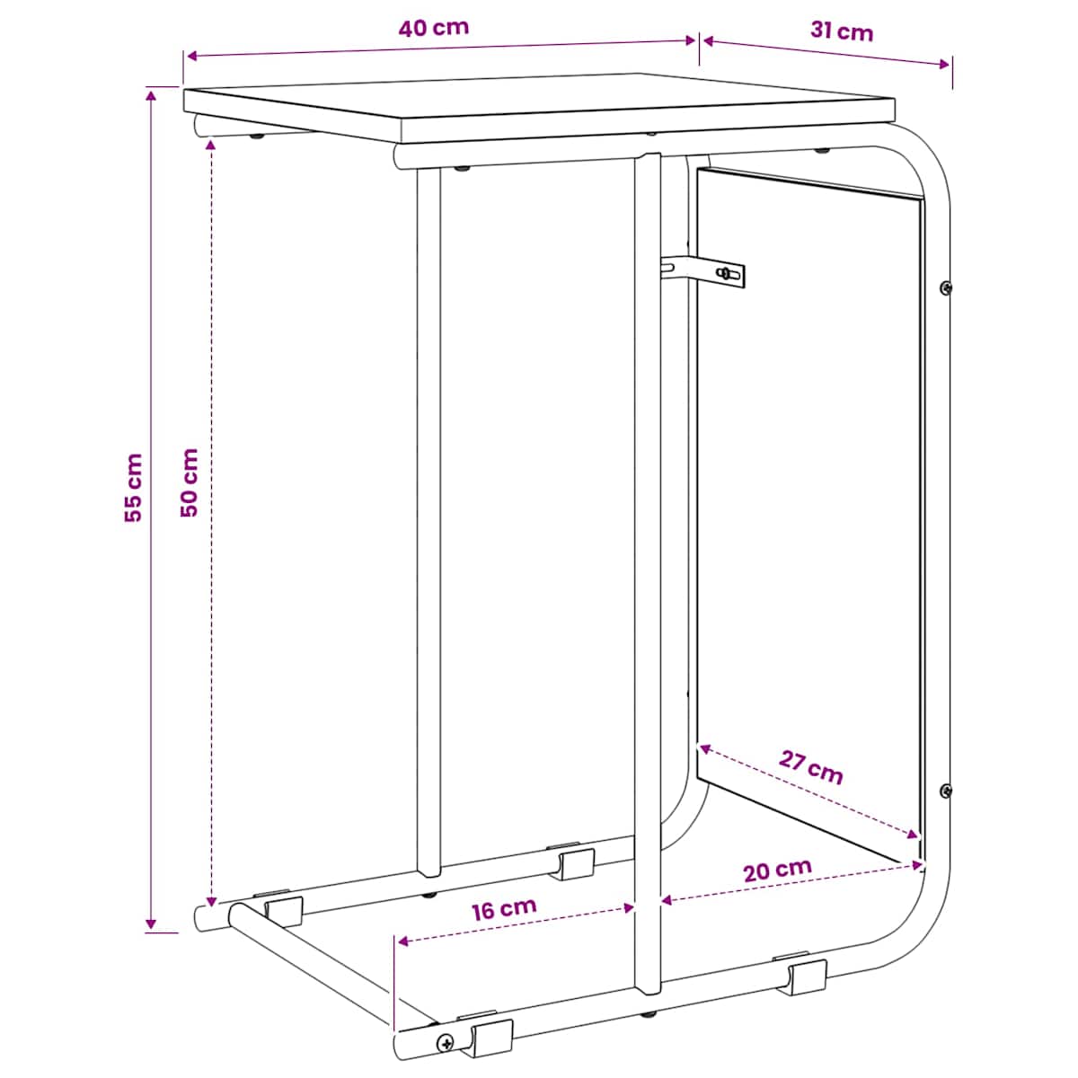 Sidebord 40 x 31 x 55 cm Konstrueret træ - Billede 8