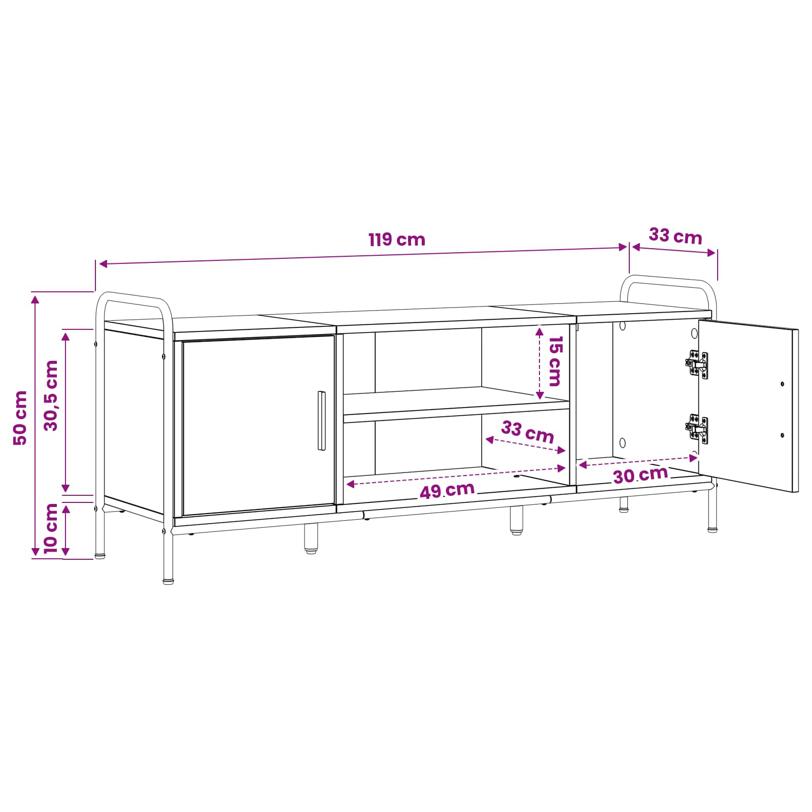 TV omarica 119 x 33 x 50 cm Sonoma hrast