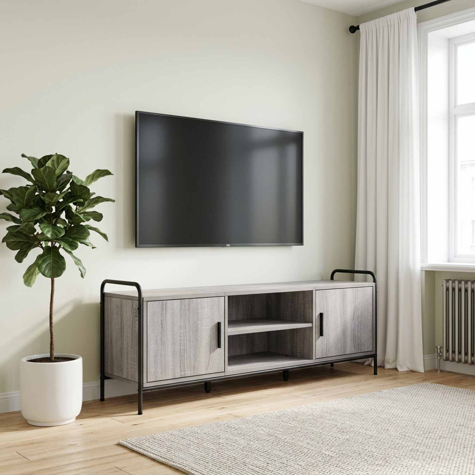TV-kaappi 133 x 33 x 50 cm Harmaa Sonoma Tekninen puu