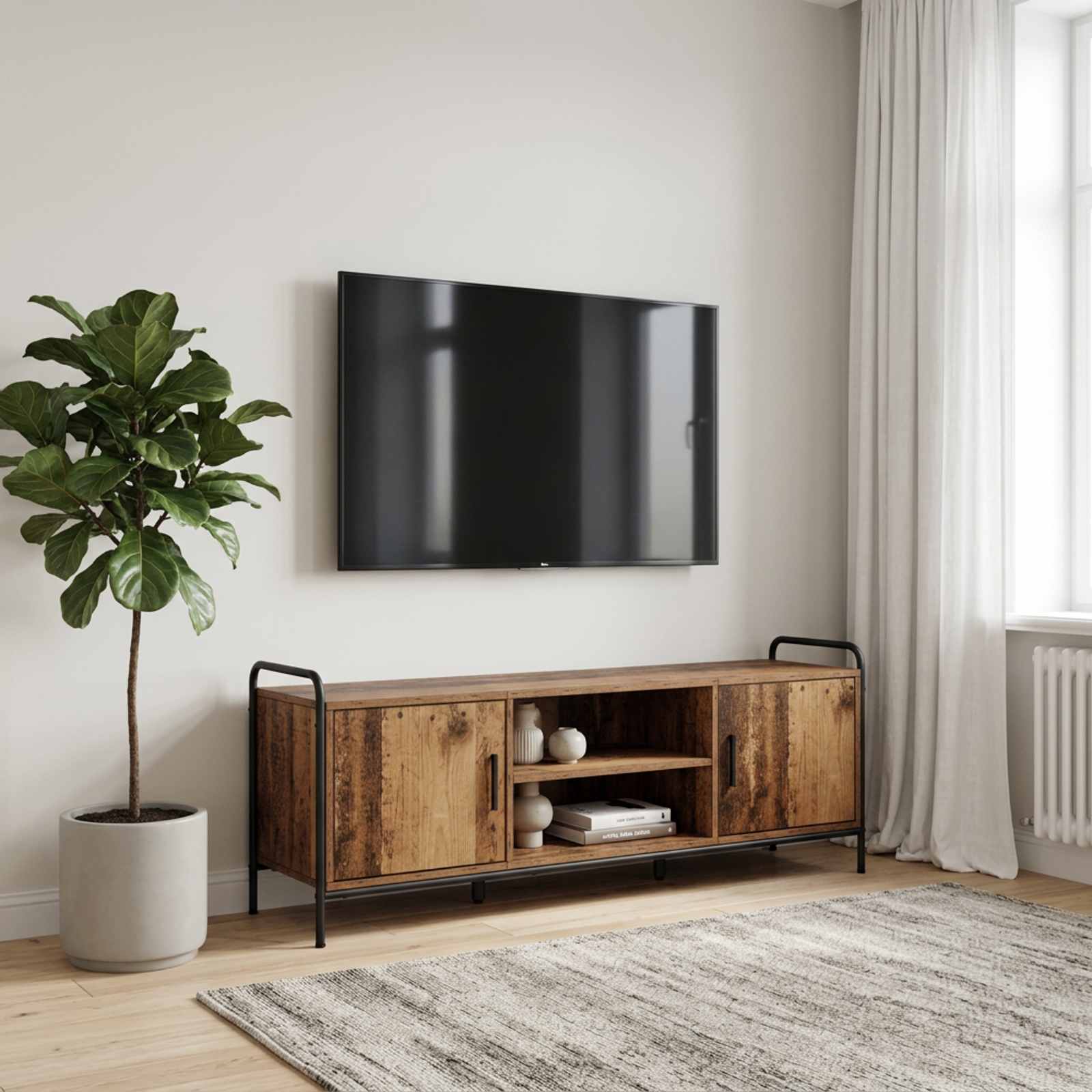 TV-kaappi 133 x 33 x 50 cm Vanha puu Tekninen puu