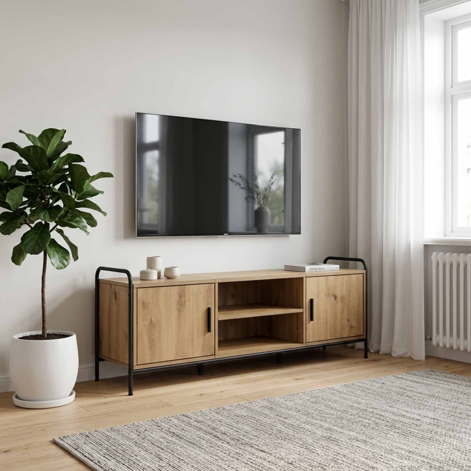 TV-kaappi 133 x 33 x 50 cm Artisaanitammi Tekninen puu