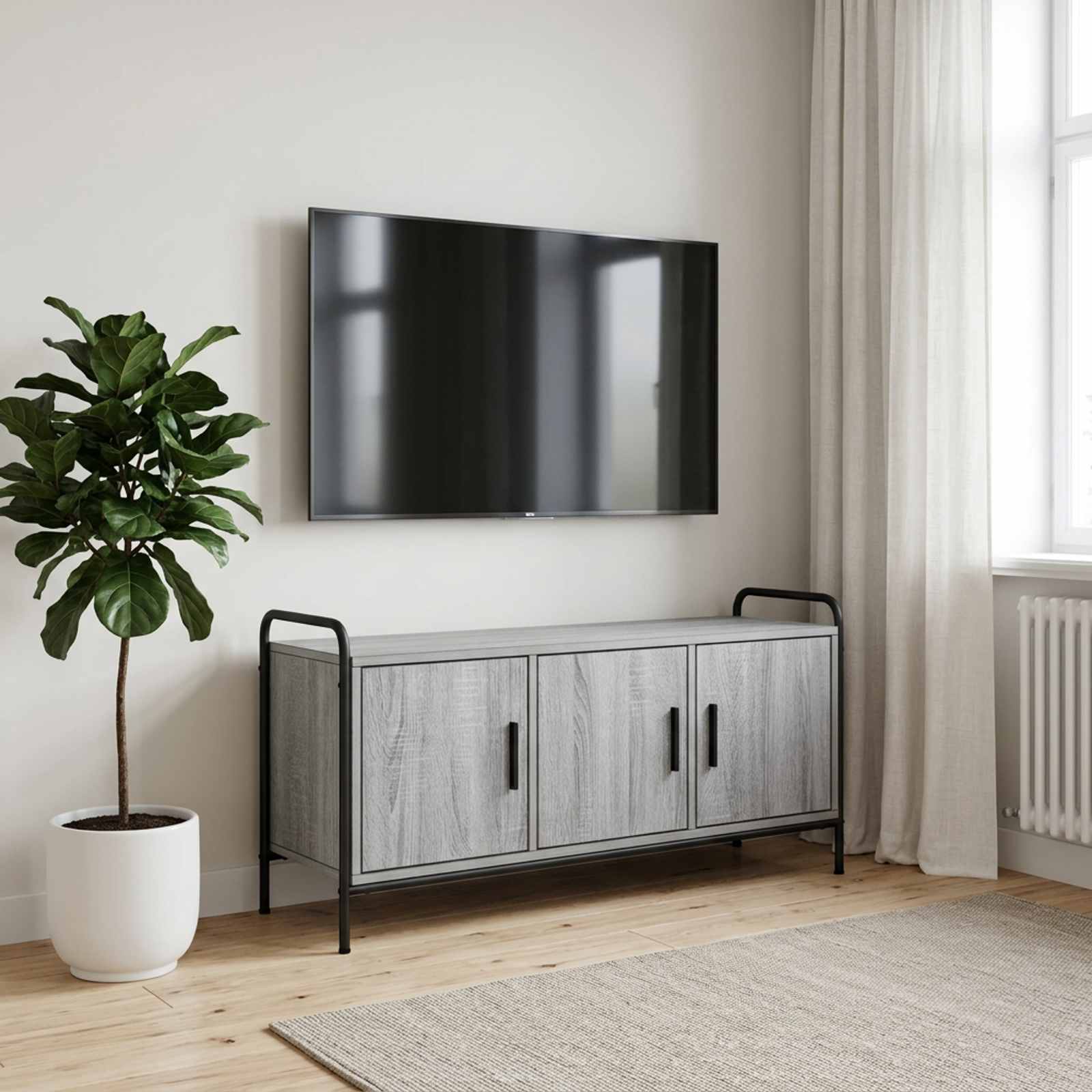 vidaXL TV-Schrank 79,5 x 33 x 50 cm Sonoma-Grau Holzwerkstoff