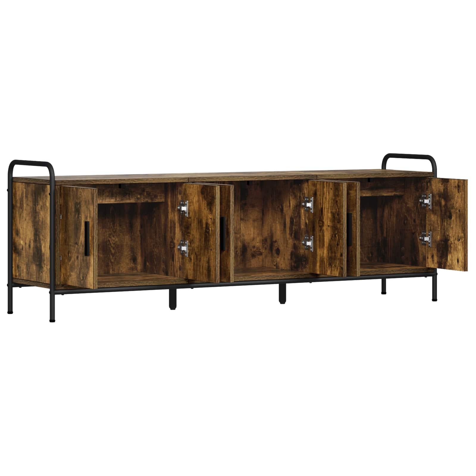 vidaXL - Tv-meubel - 146 - x - 33 - x - 50 - cm - Gerookt - eiken - Bewerkt - hout