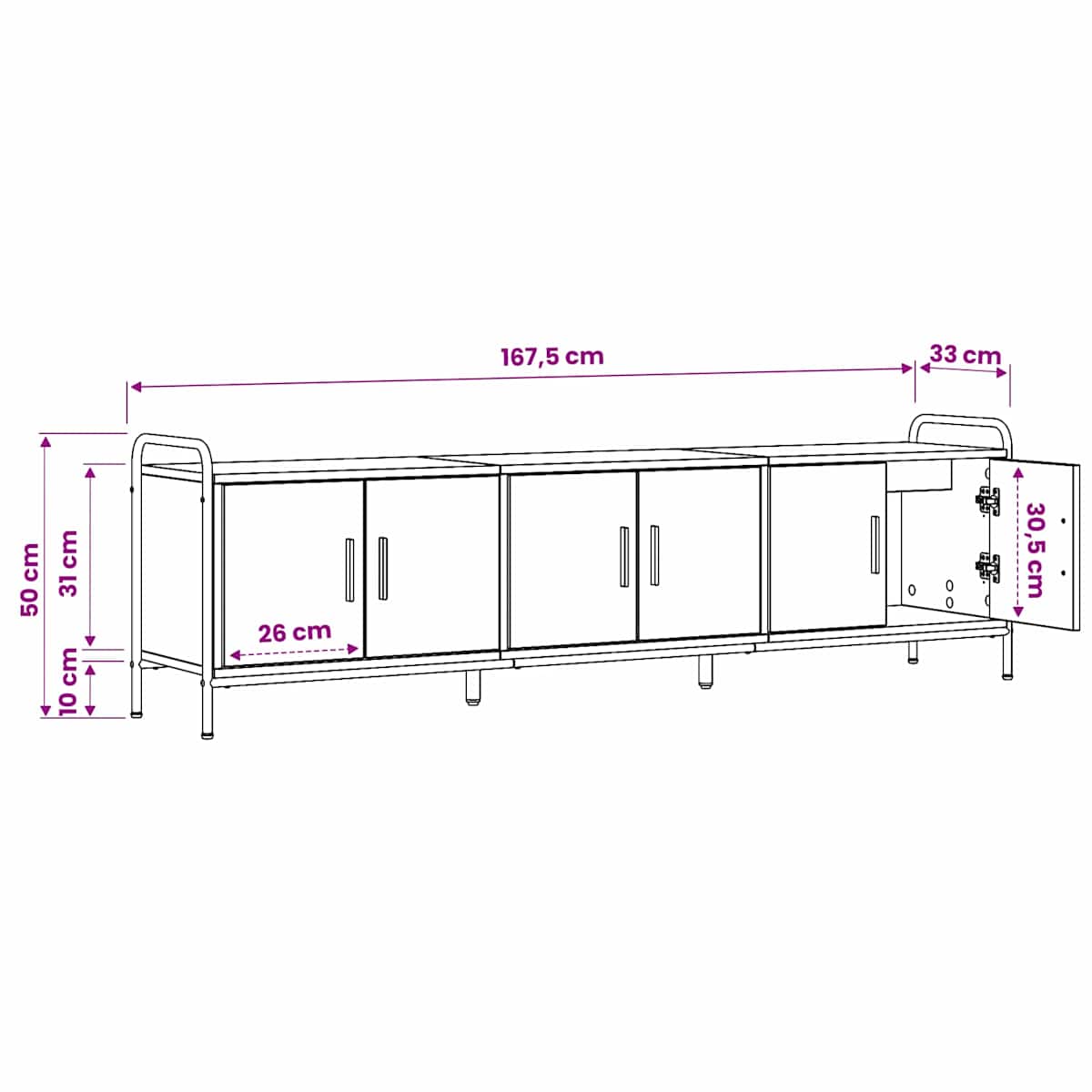 TV-skab 146 x 33 x 50 cm Konstrueret træ - Billede 10