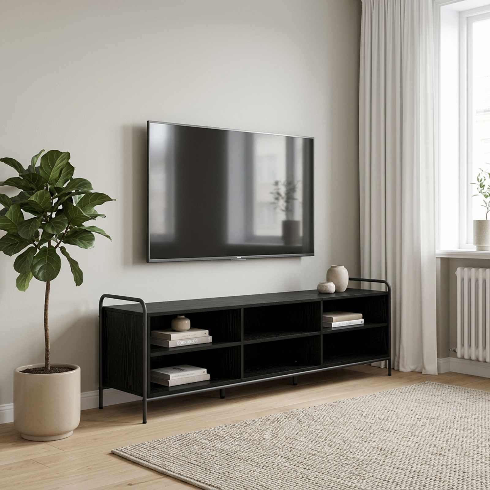 vidaXL TV-skap 140 x 39,5 x 50 cm Svart eik Konstruert tre