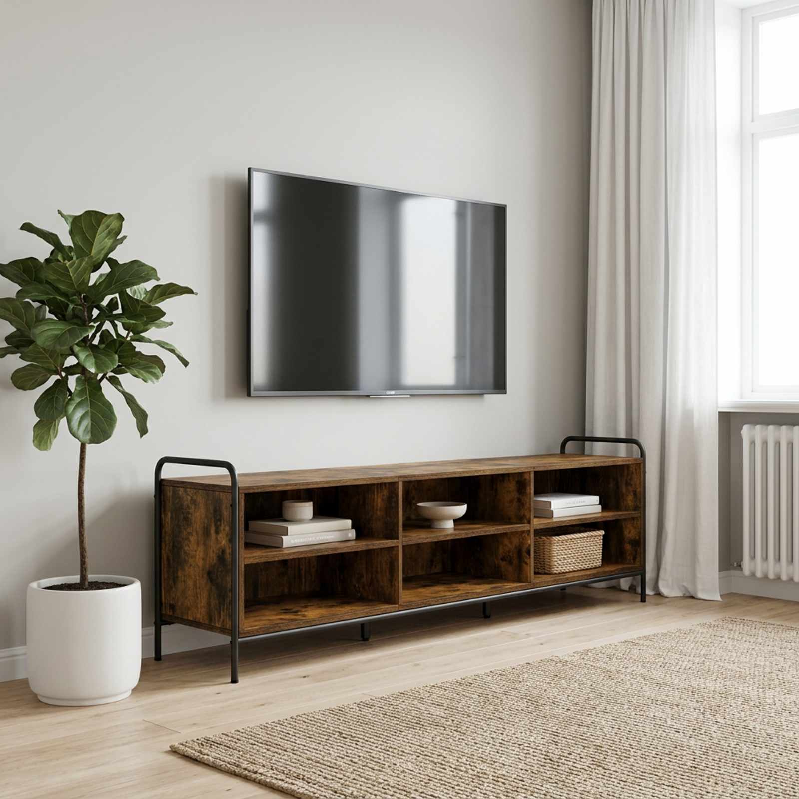 vidaXL TV-kaappi 140 x 39,5 x 50 cm Savutammi Tekninen puu
