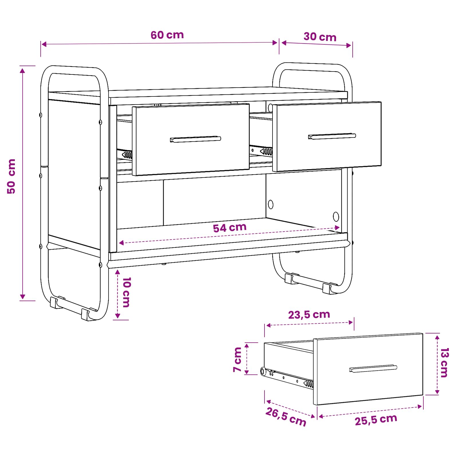 TV omarica 60 x 30 x 50 cm Črni hrast Inženirski les
