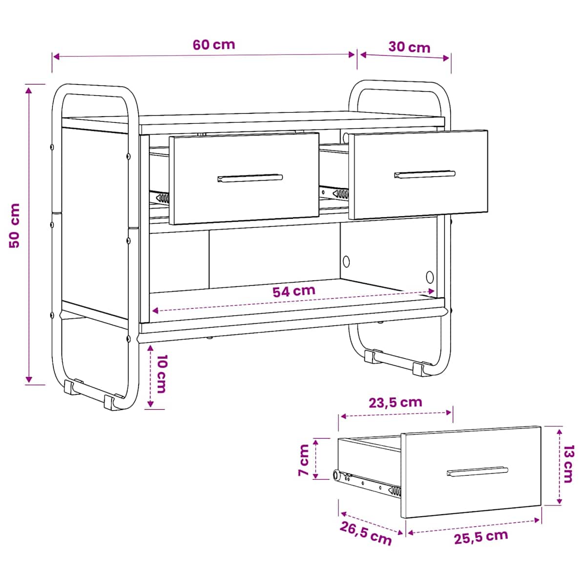 TV-skab 60 x 30 x 50 cm Konstrueret træ - Billede 10