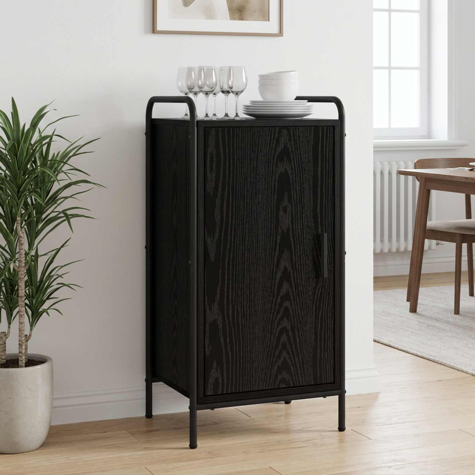 vidaXL Sideboard Sort eg 97 x 33 x 81 cm Konstrueret træ