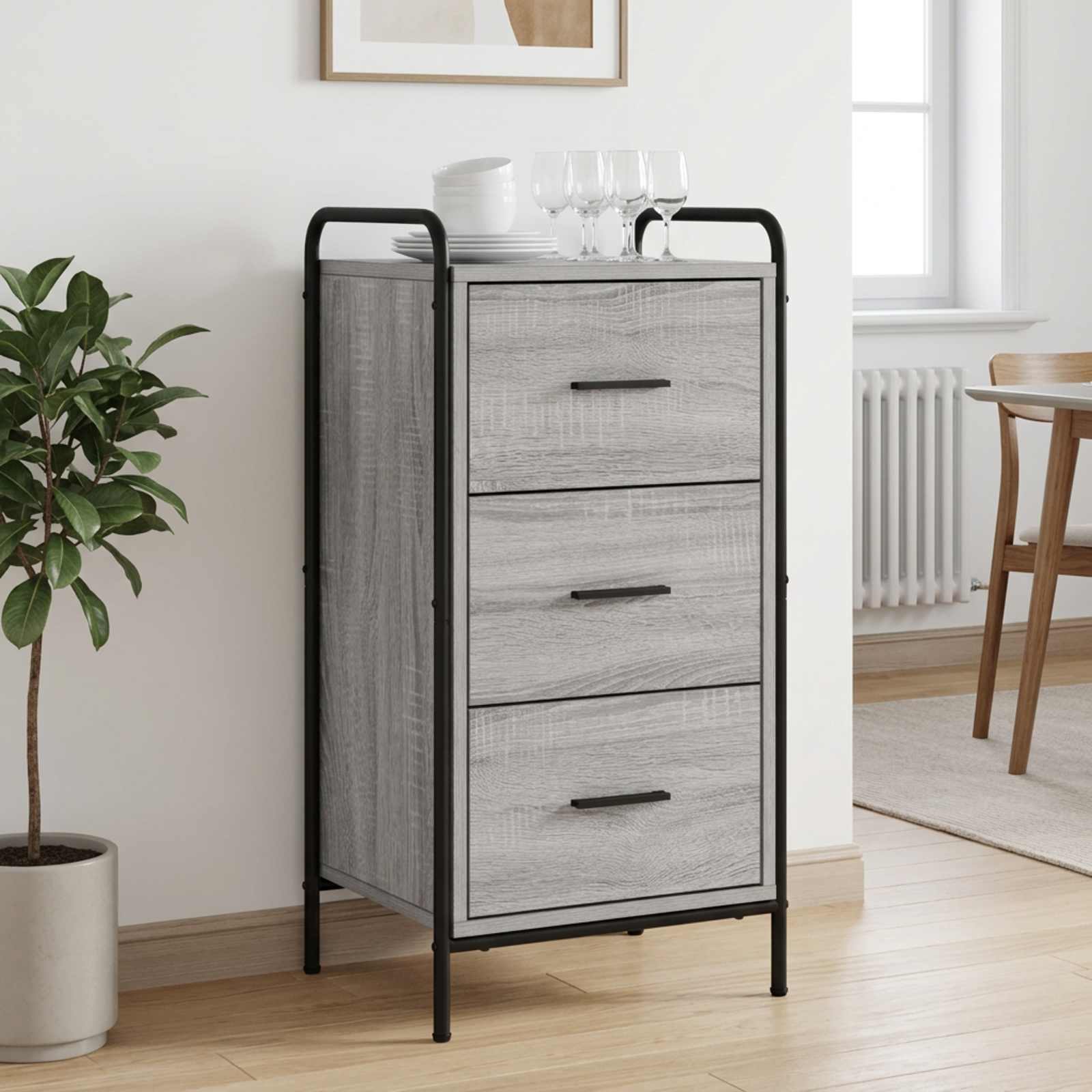 vidaXL Sivupöytä Harmaa Sonoma 97 x 33 x 81 cm Tekninen puu