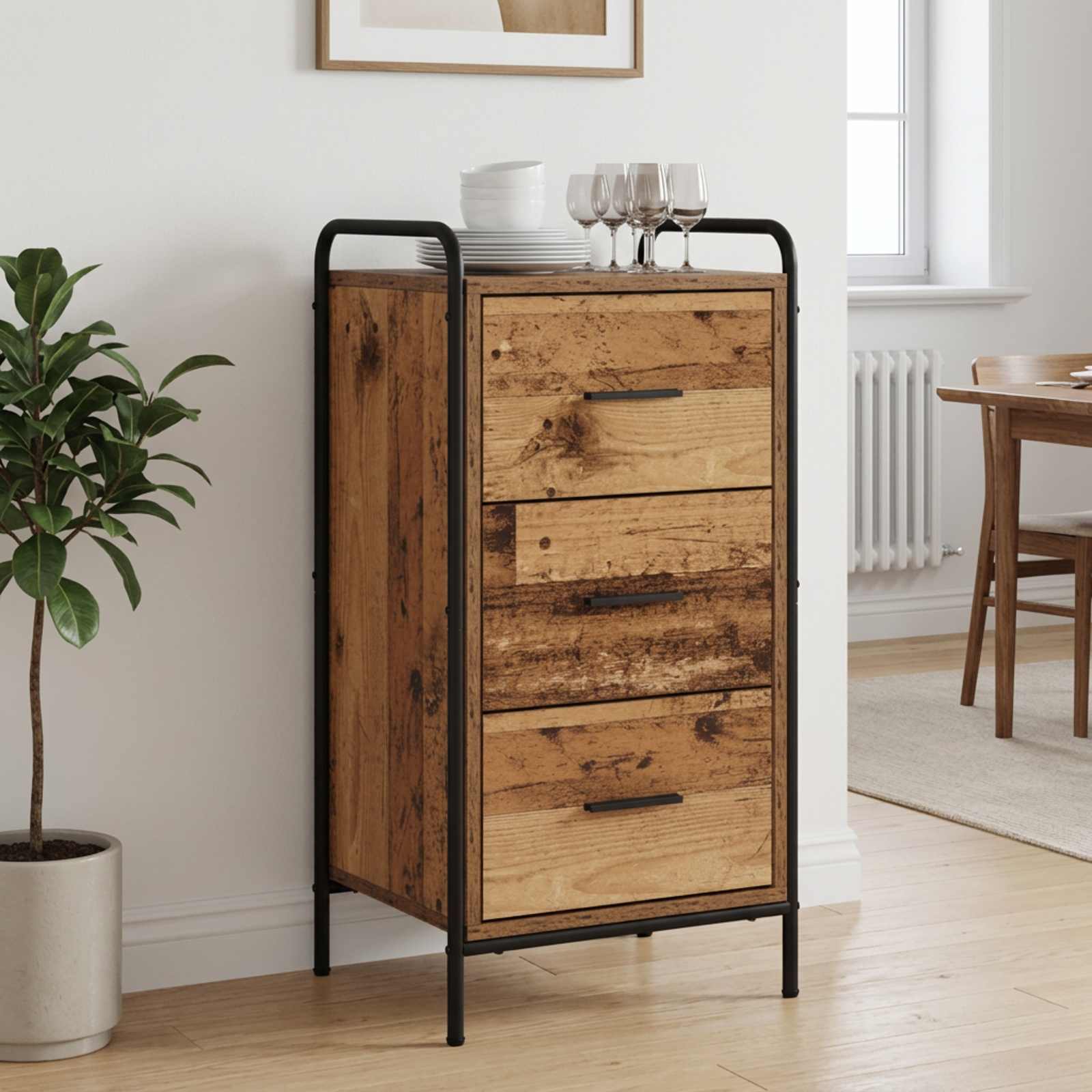 vidaXL Serviesskap Gammelt tre 97 x 33 x 81 cm Konstruert tre