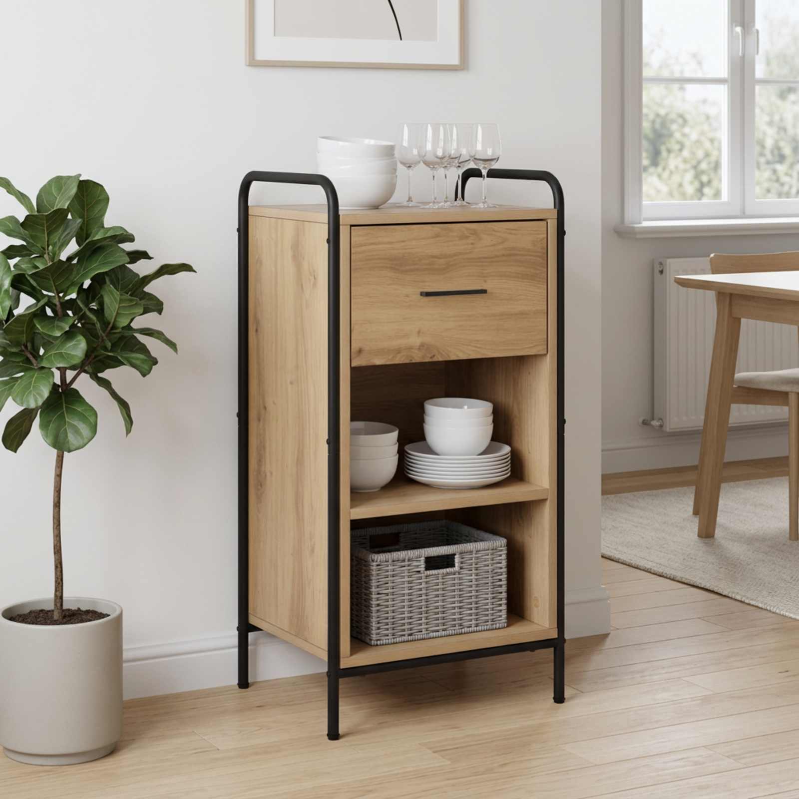 vidaXL Serviesskap Artisan eik 97 x 33 x 81 cm Konstruert tre