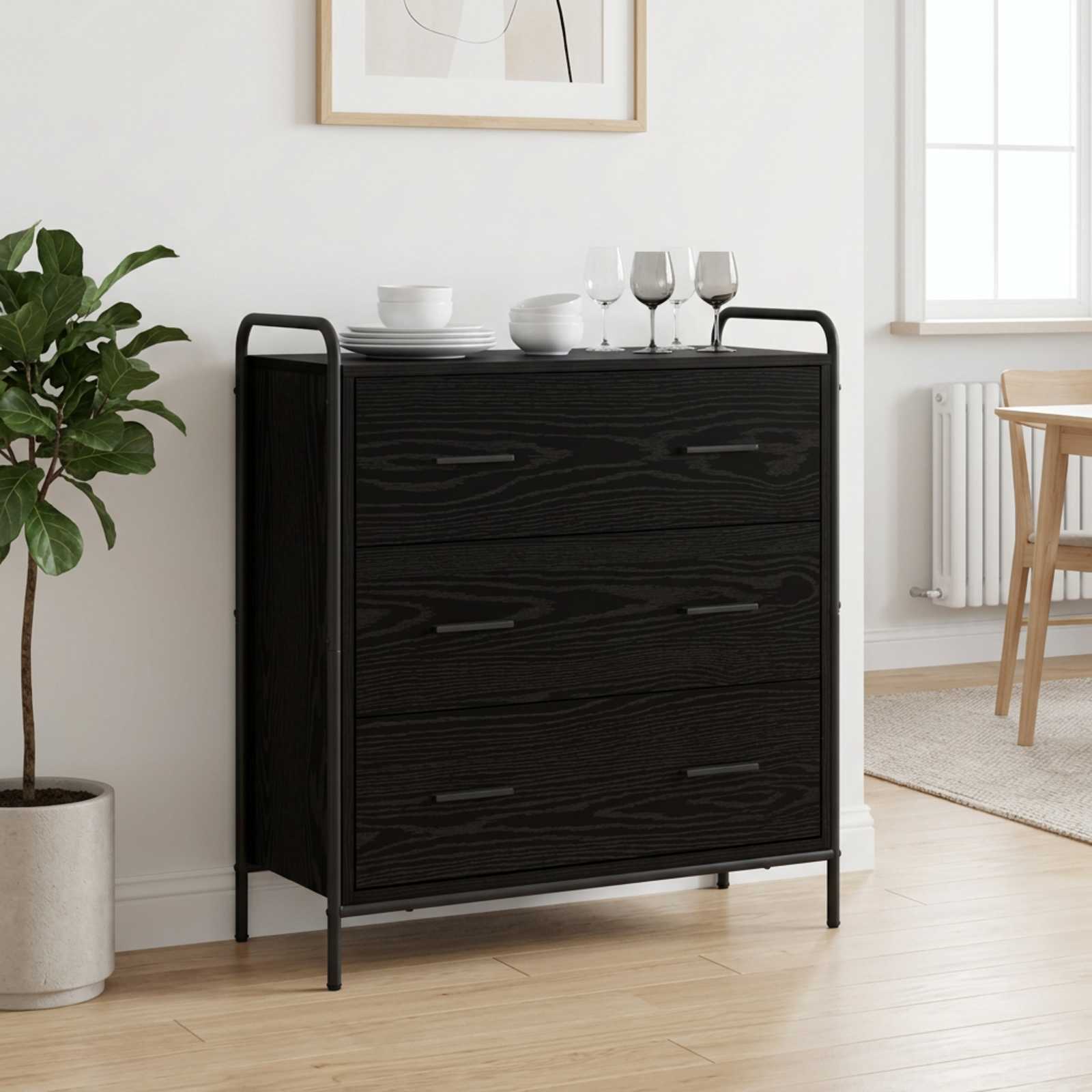 Strani šal Črni hrast 97 x 33 x 81 cm Inženirski les